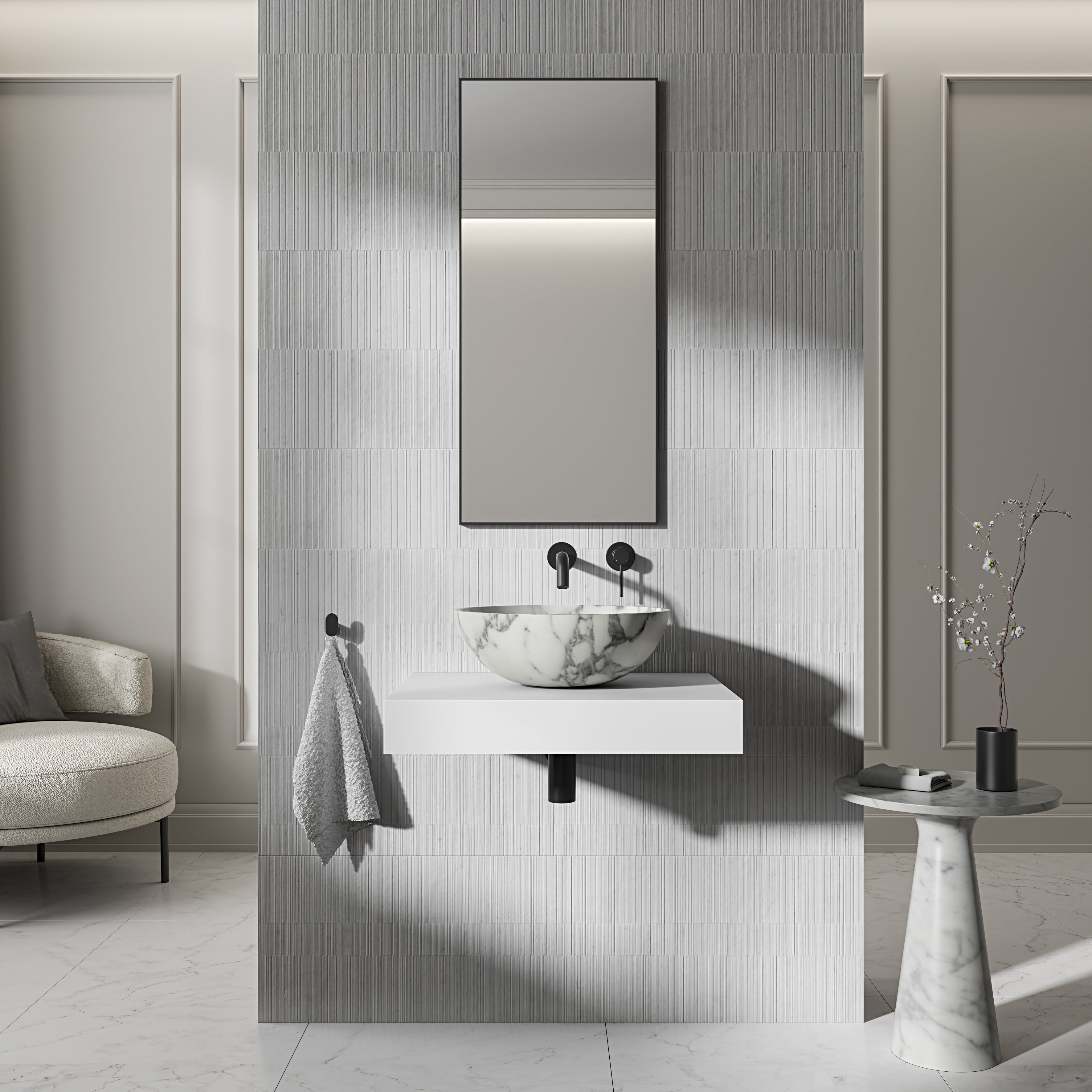Circo Arabescato Marble Countertop Basin 400mm