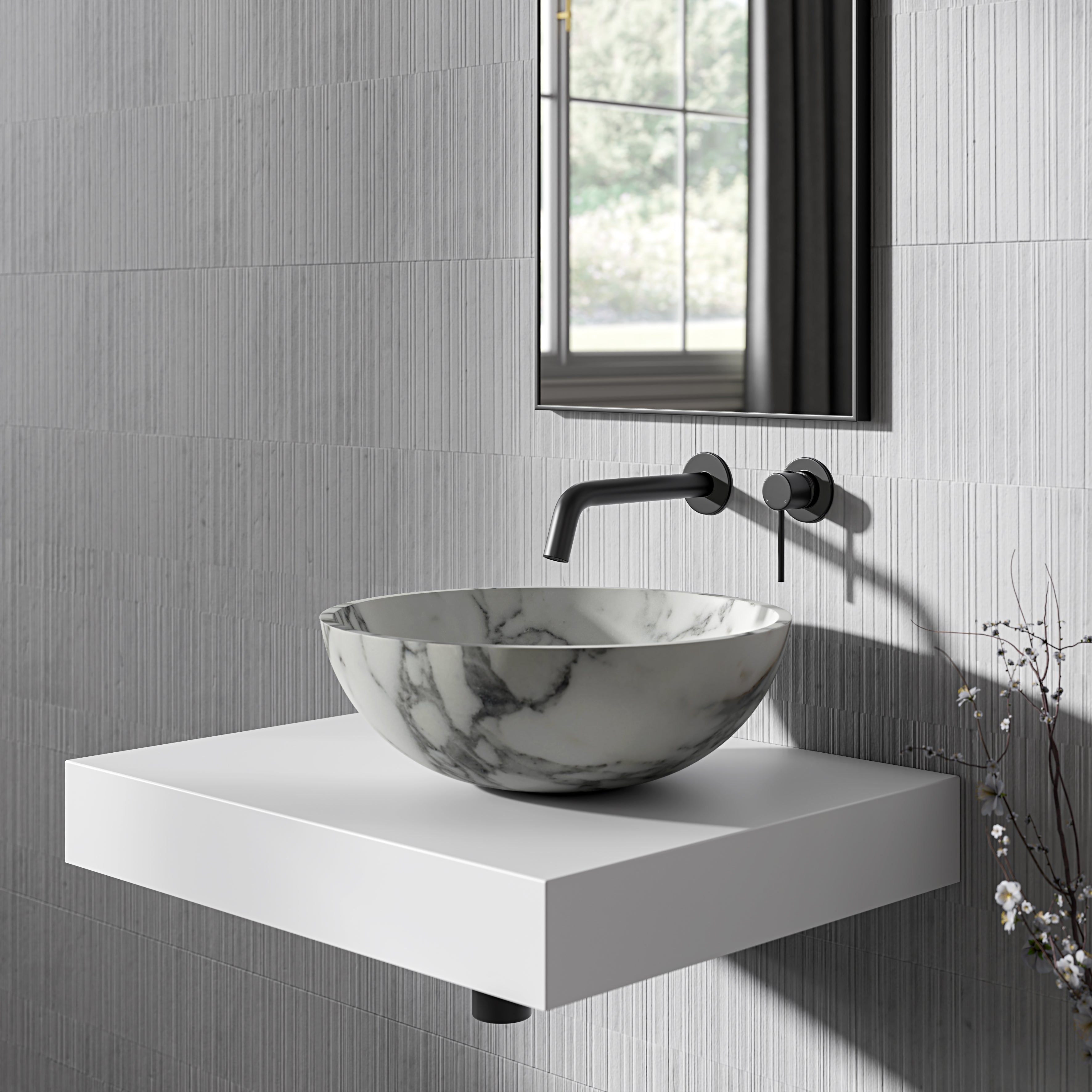 Circo Arabescato Marble Countertop Basin 400mm