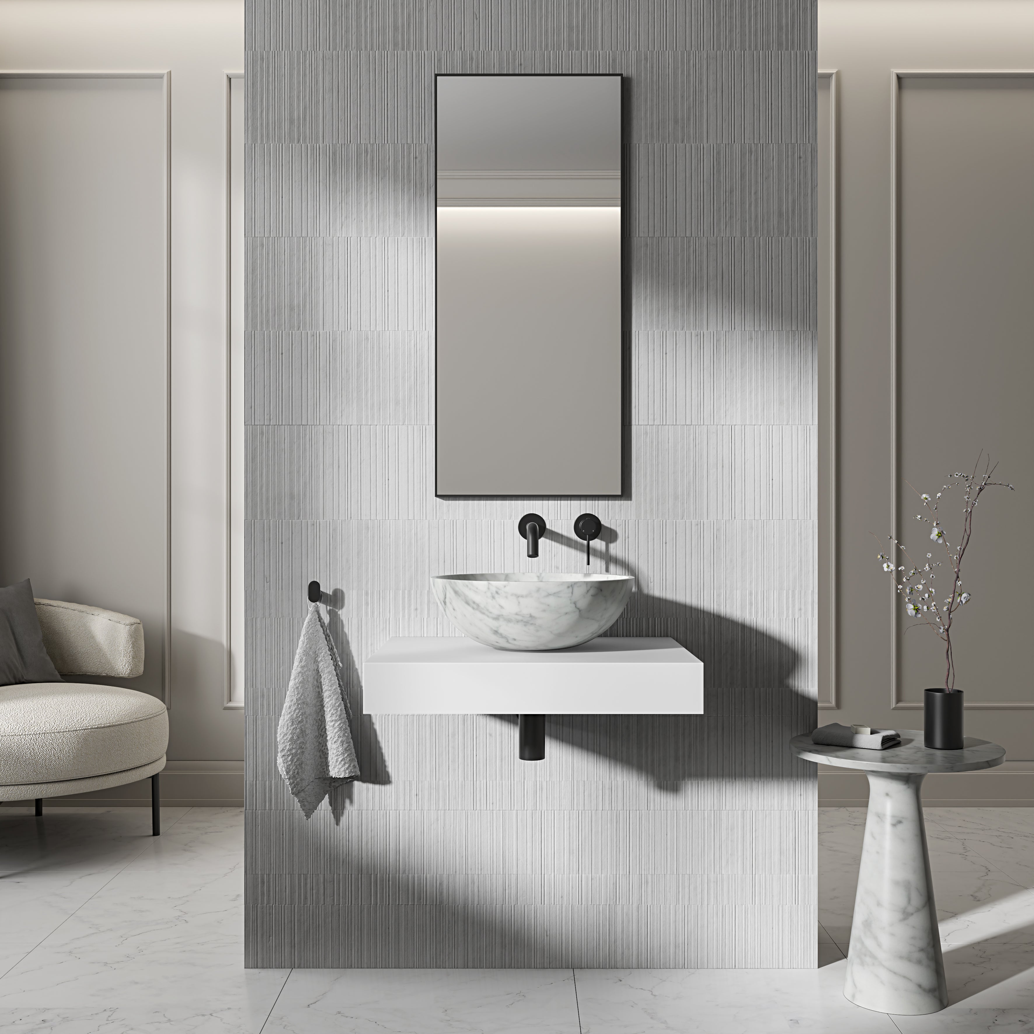 Circo Carrara Marble Countertop Basin 400mm