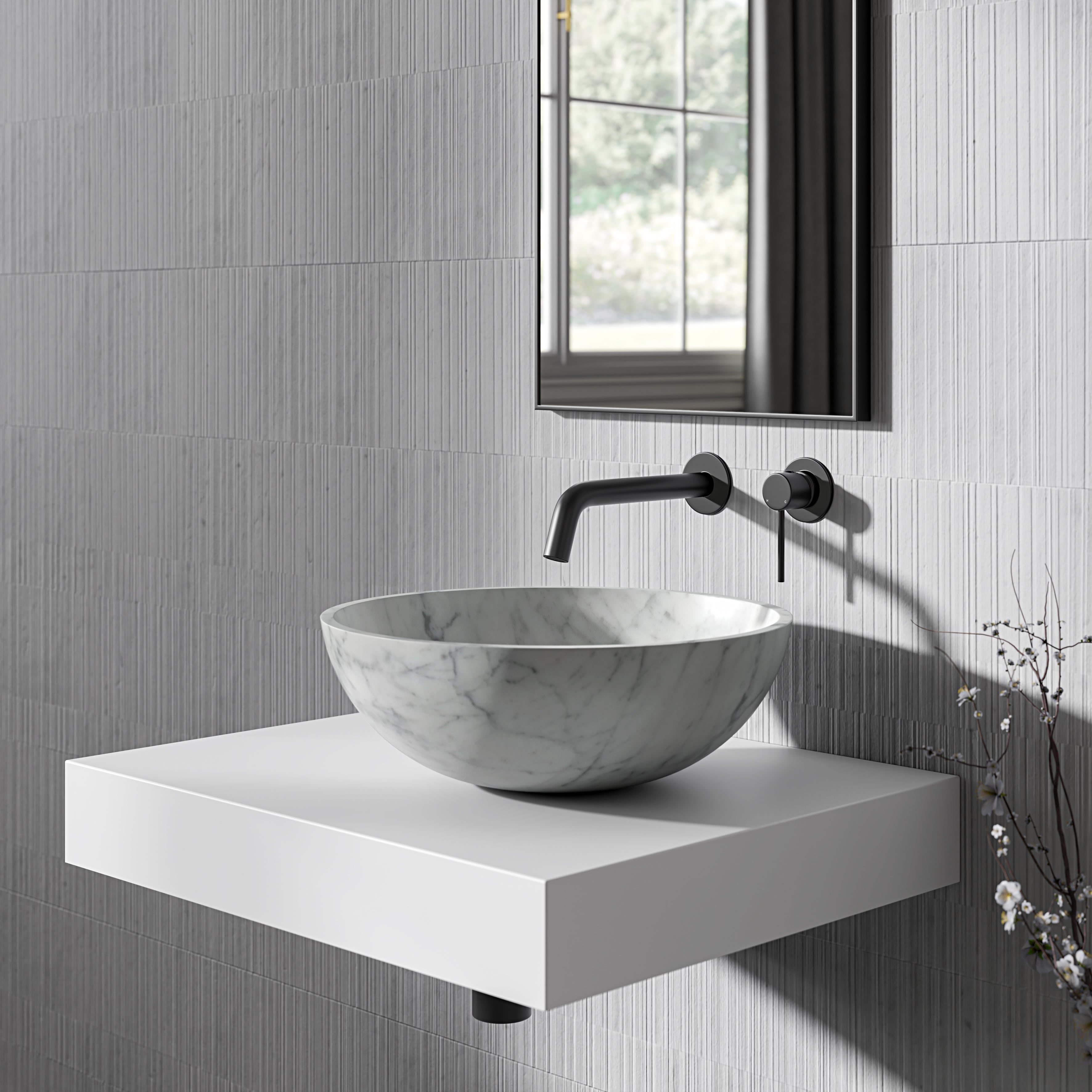 Circo Carrara Marble Countertop Basin 400mm