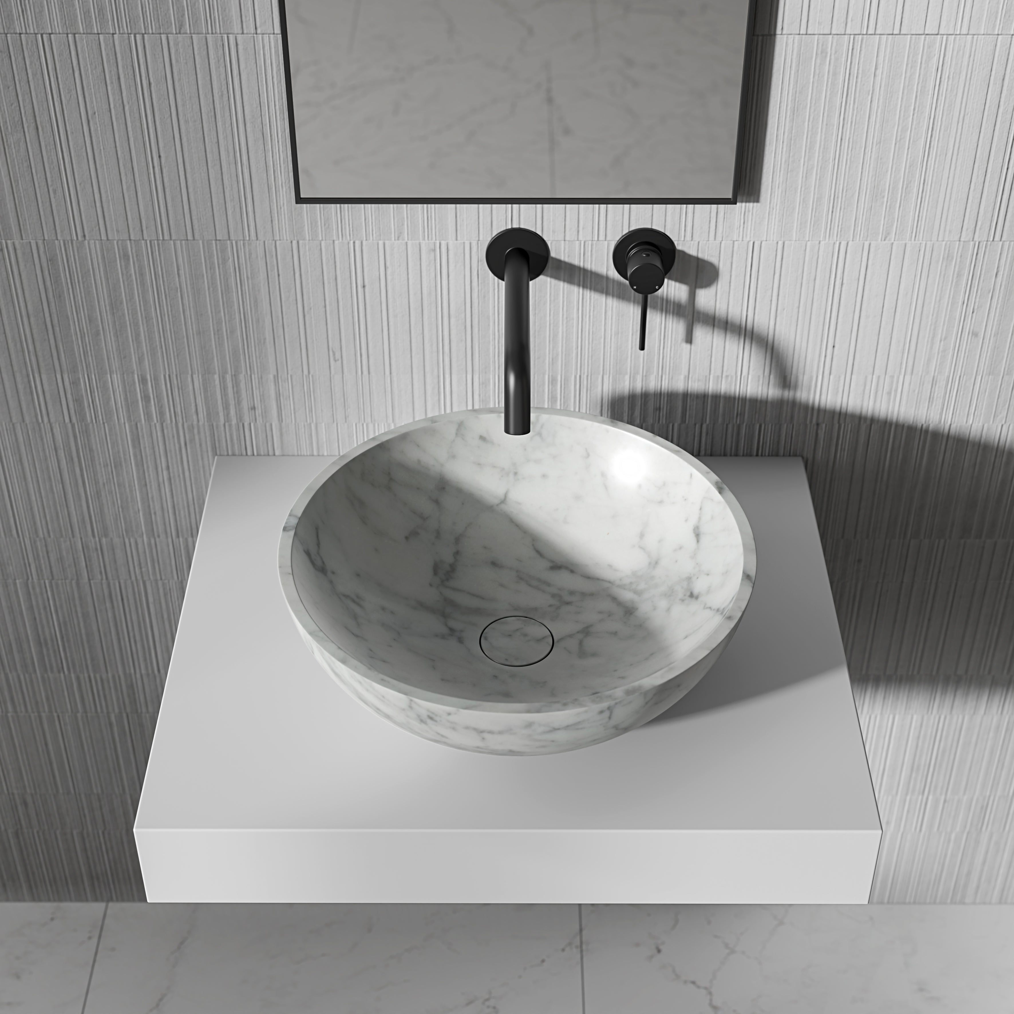 Circo Carrara Marble Countertop Basin 400mm