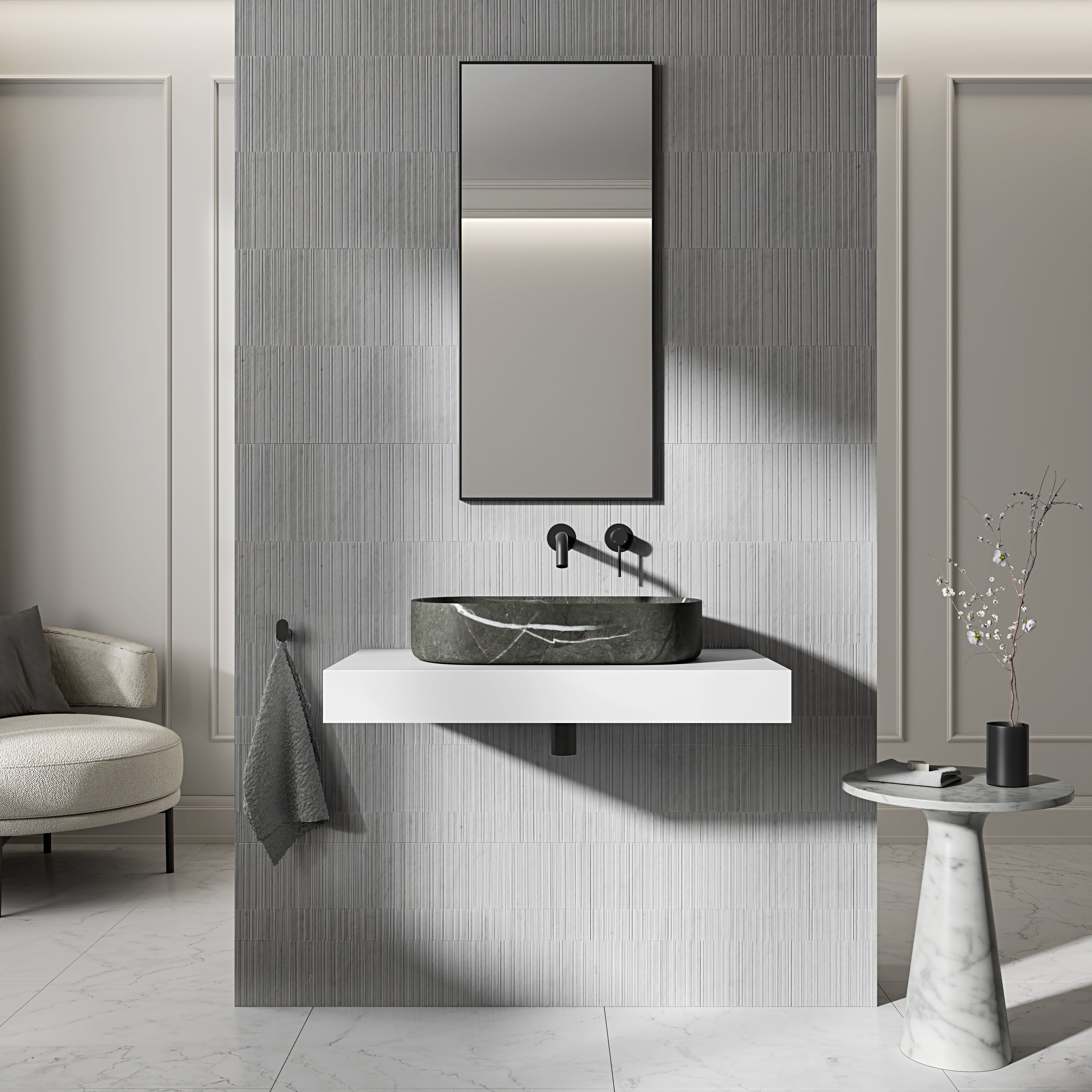 Clere Pietra Grey Marble Countertop Basin 550mm