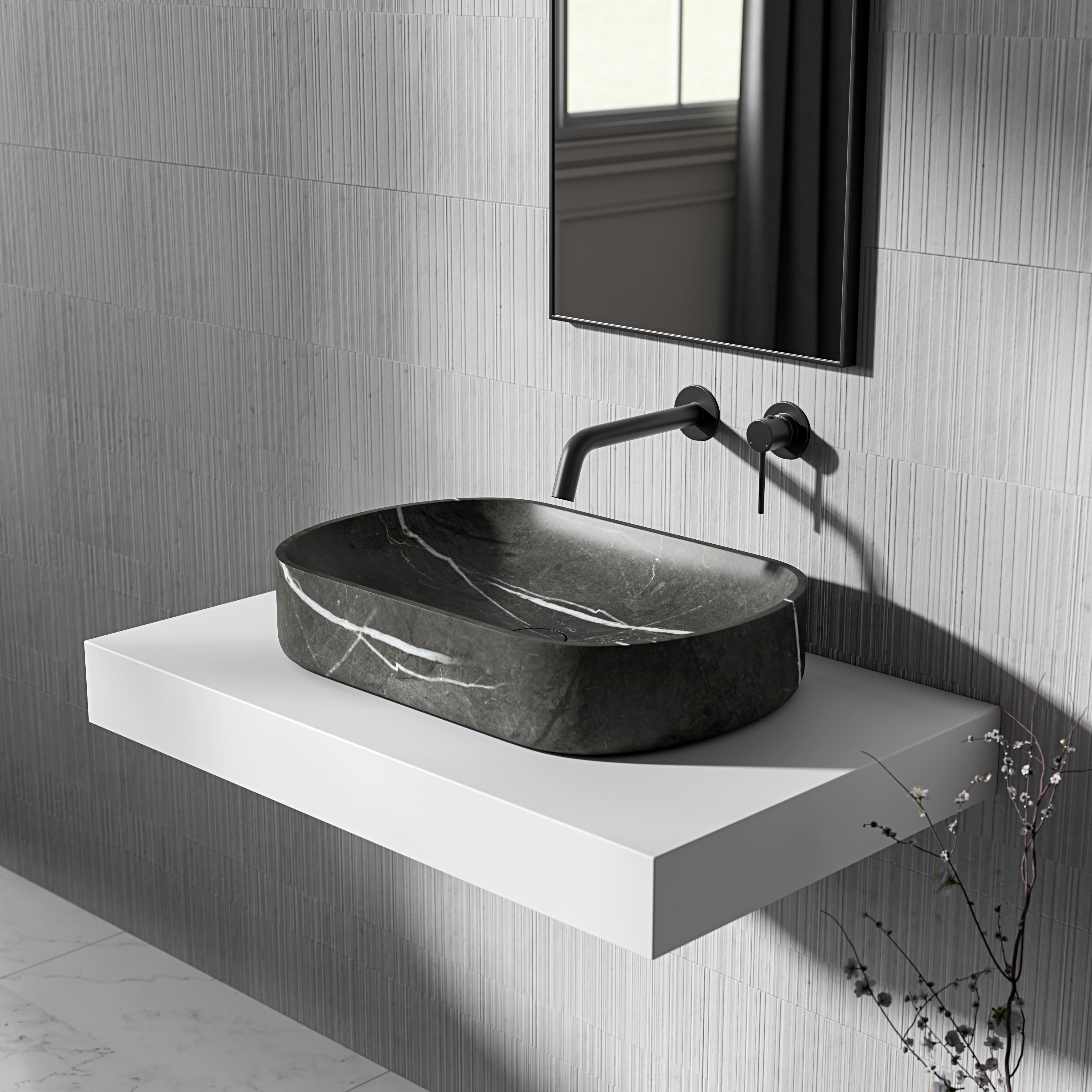 Clere Pietra Grey Marble Countertop Basin 550mm