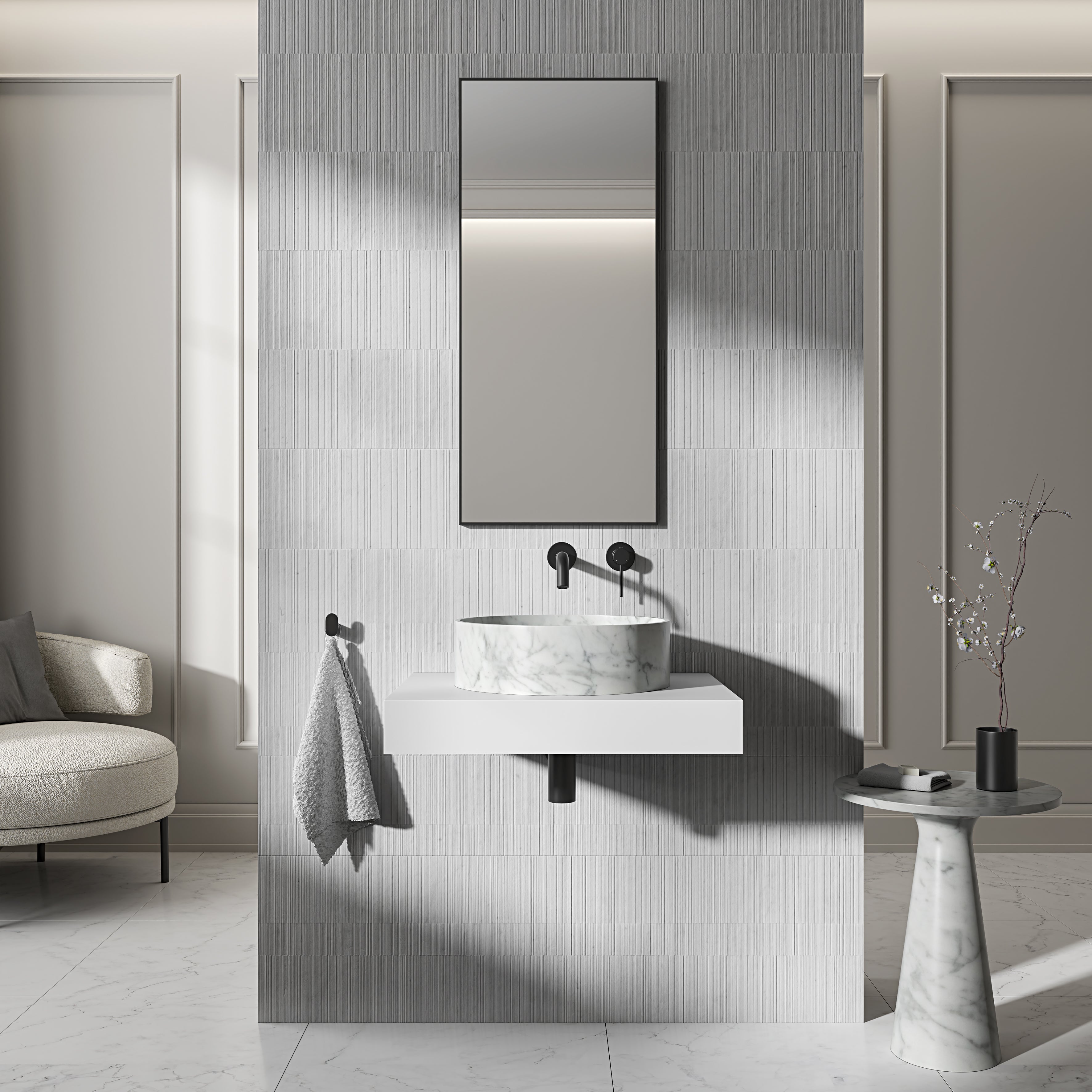 Valle Carrara Marble Countertop Basin 400mm