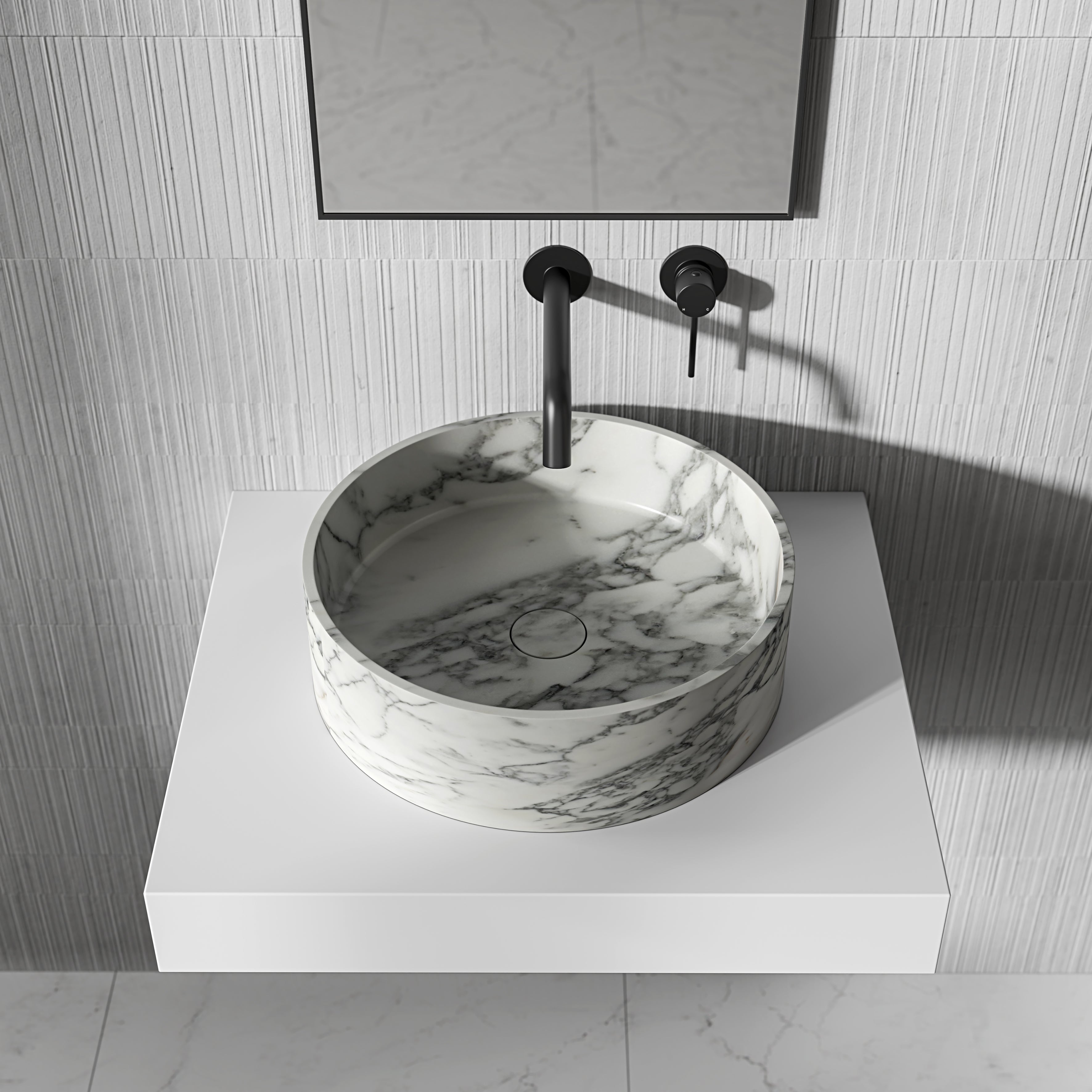 Valle Arabescato Marble Countertop Basin 400mm