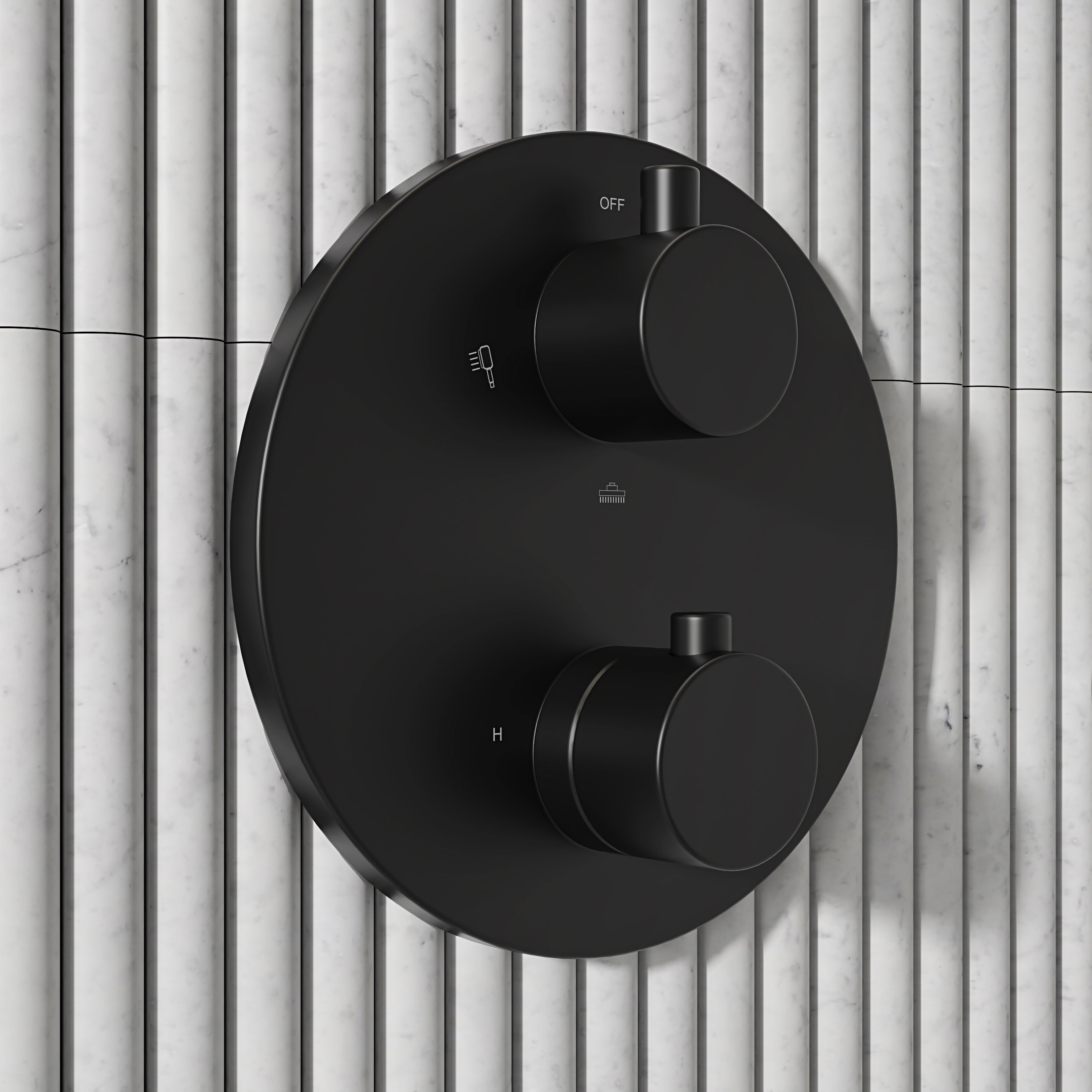 Nuvo Matte Black 3-Way Thermostatic Shower With Handheld Shower & Bath Spout