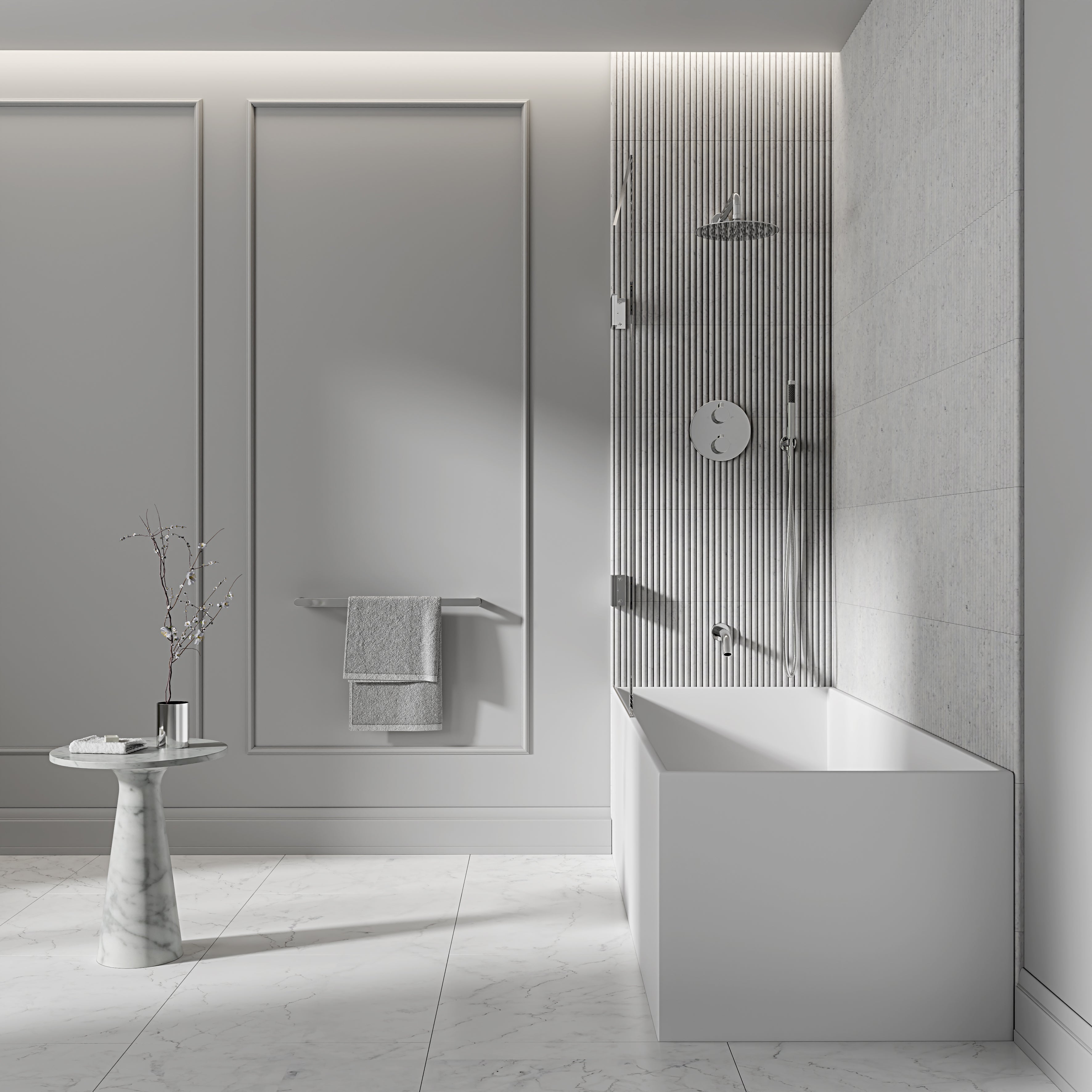 Nuvo Chrome 3-Way Thermostatic Shower With Handheld Shower & Bath Spout