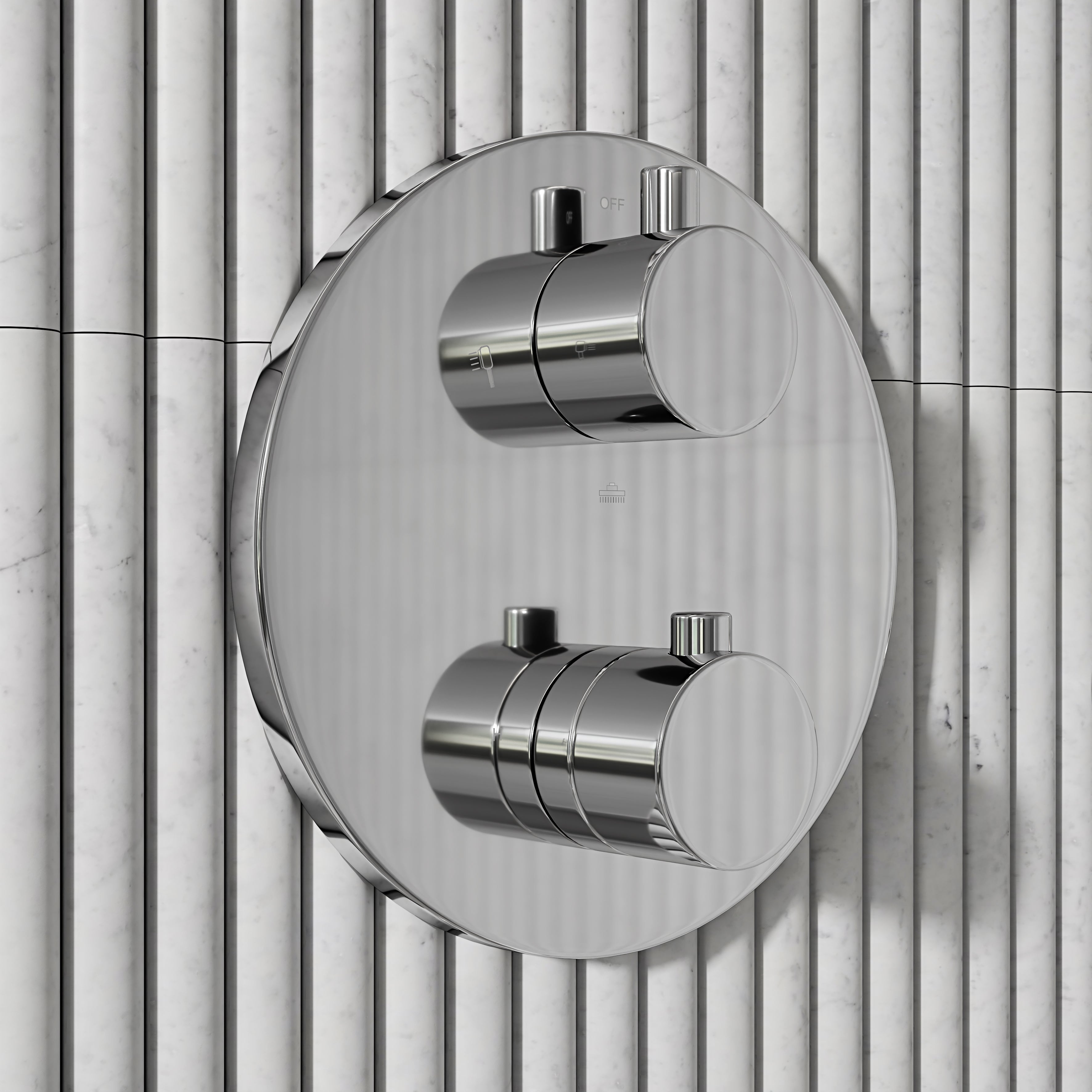 Nuvo Chrome 3-Way Thermostatic Shower With Handheld Shower & Bath Spout
