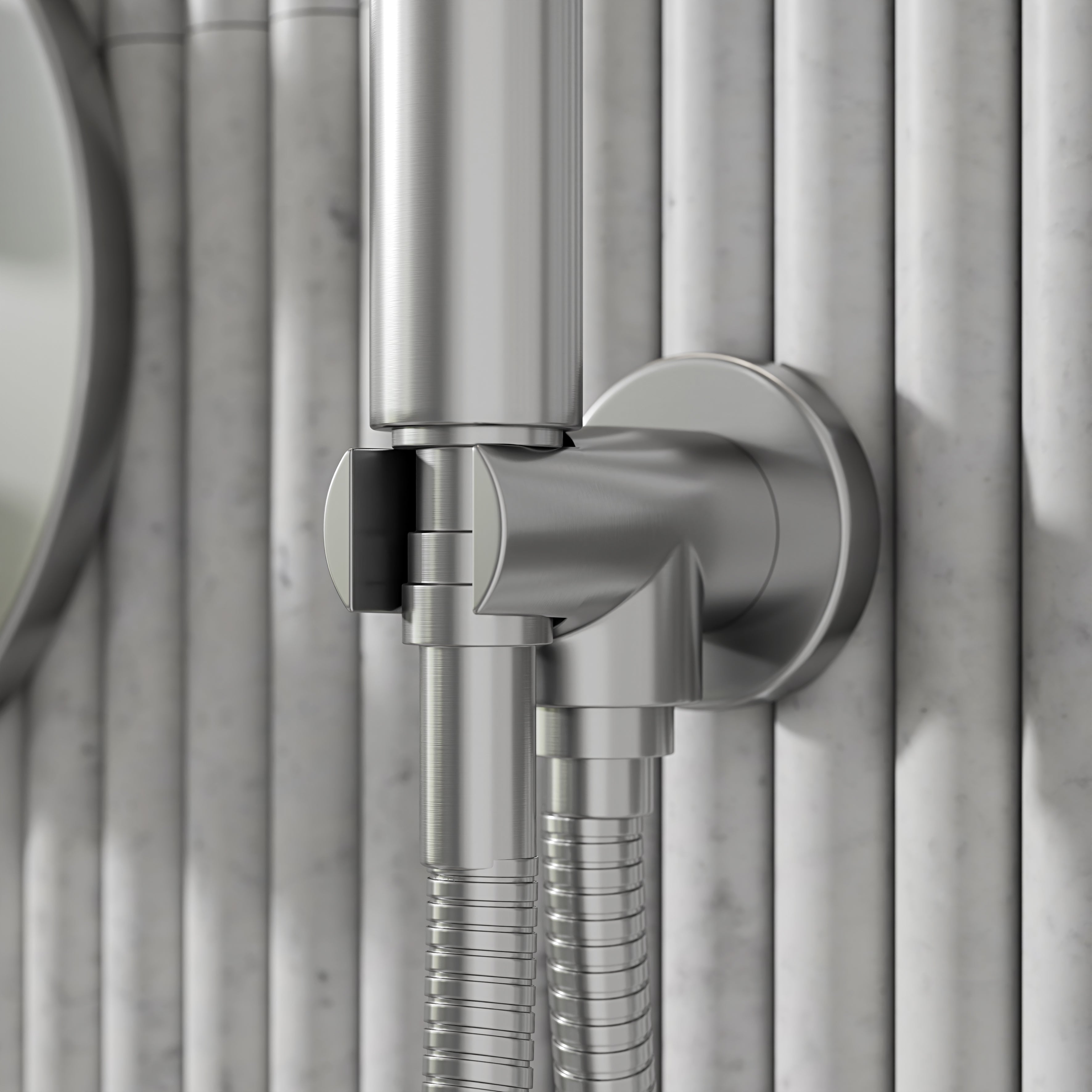 Nuvo Brushed Stainless 3-Way Thermostatic Shower With Handheld Shower & Bath Spout