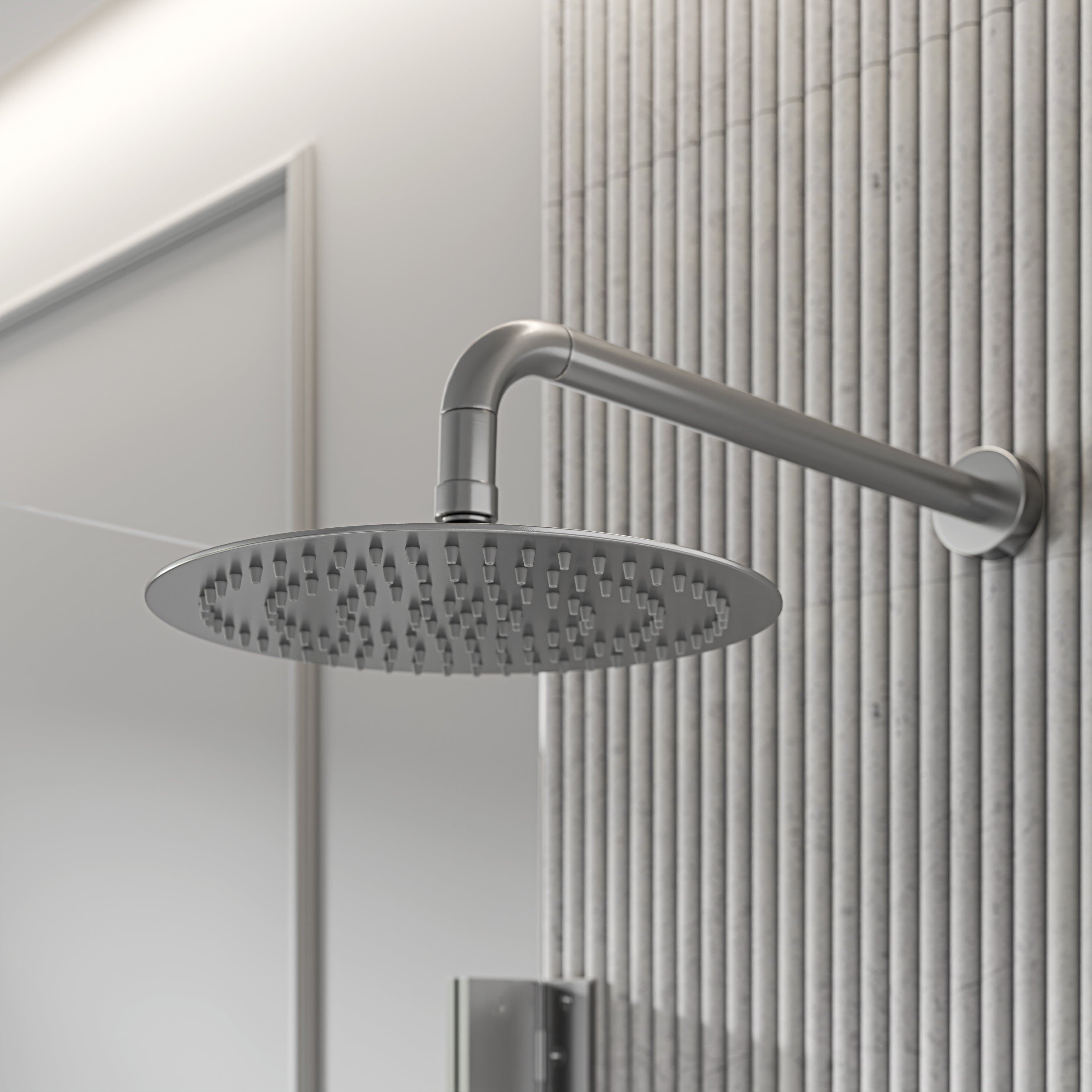 Nuvo Brushed Stainless 3-Way Thermostatic Shower With Handheld Shower & Bath Spout