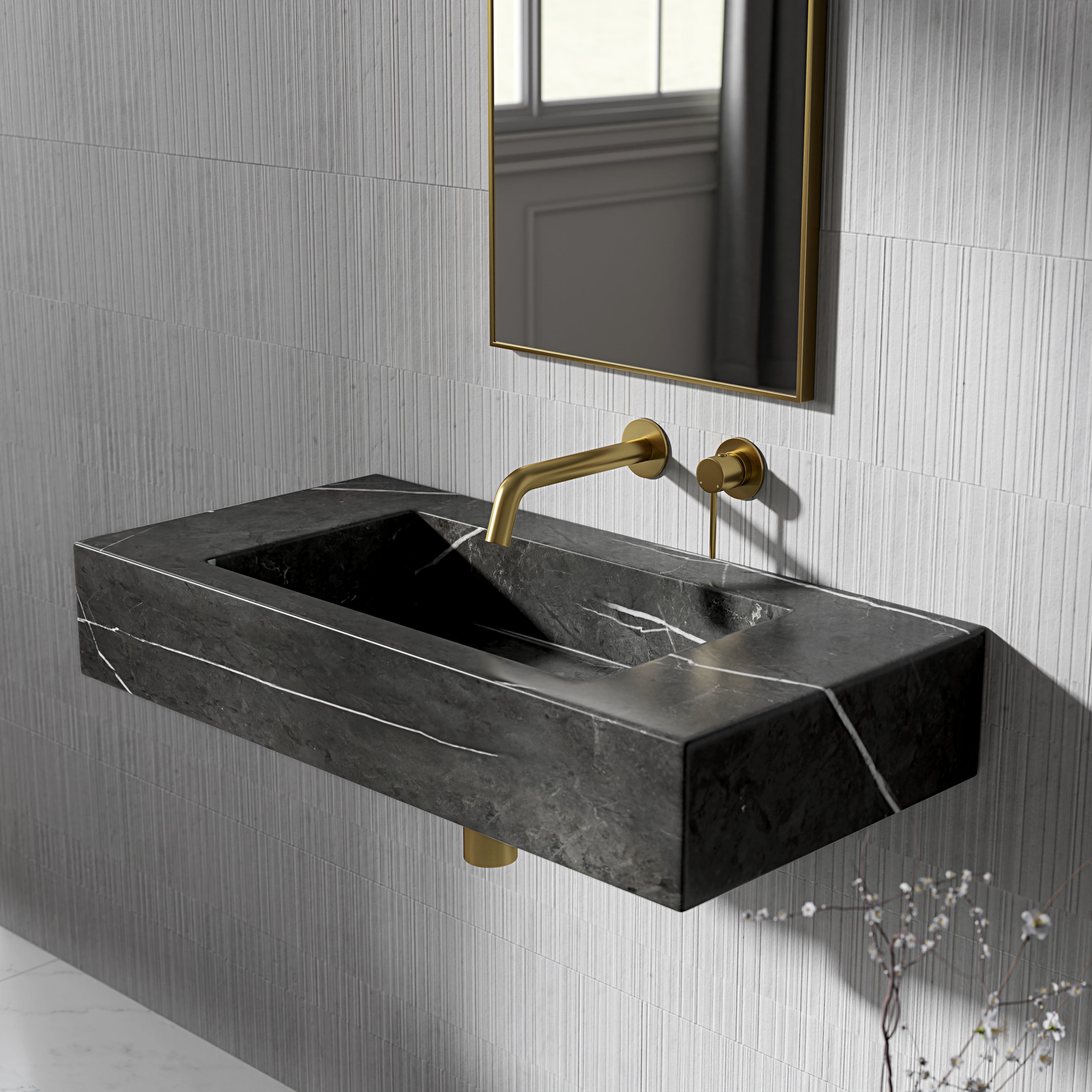 Tulsan Pietra Grey Marble Wall Hung Basin 800mm