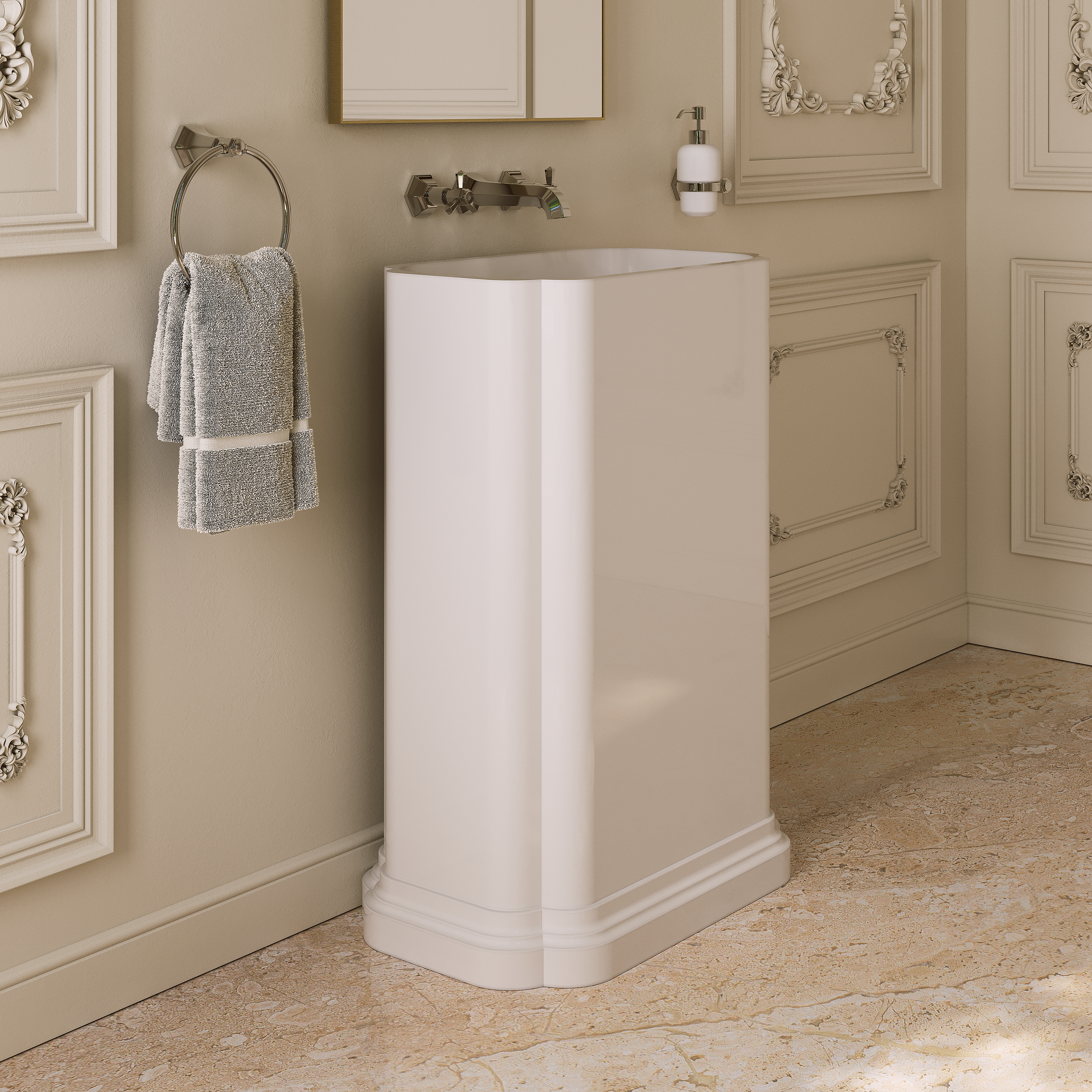 Hampton White Freestanding Stone Basin 660mm