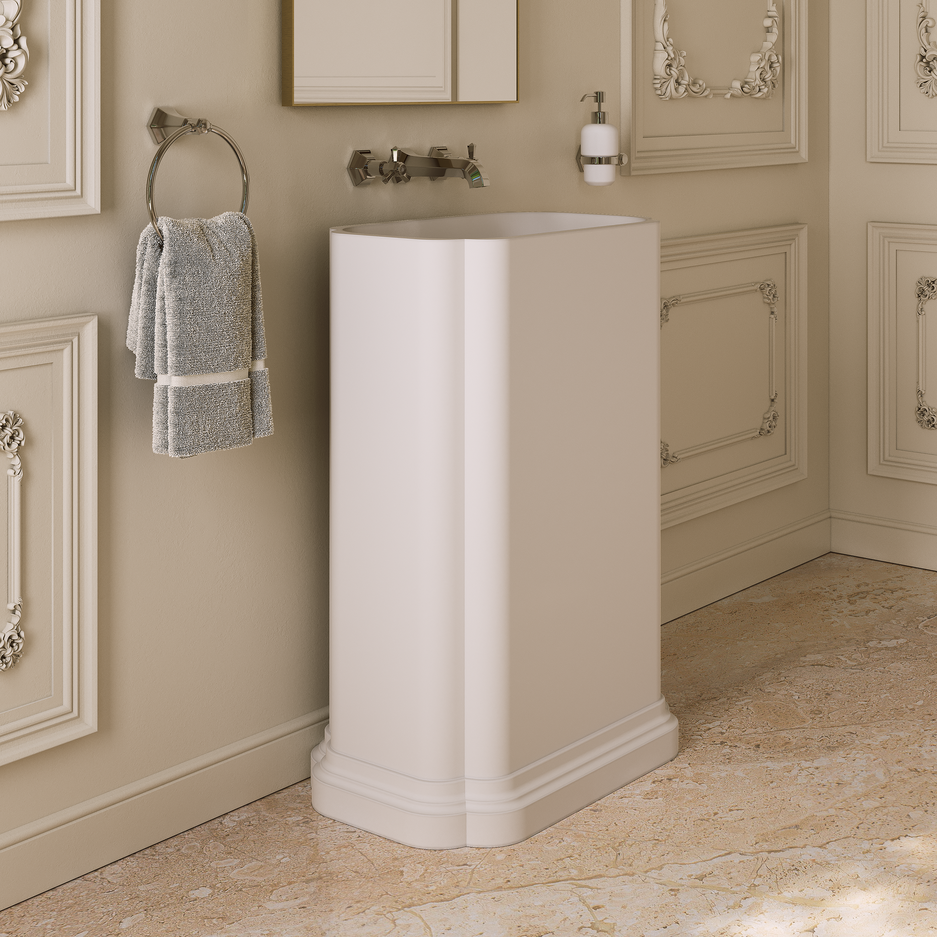 Hampton White Freestanding Stone Basin 660mm