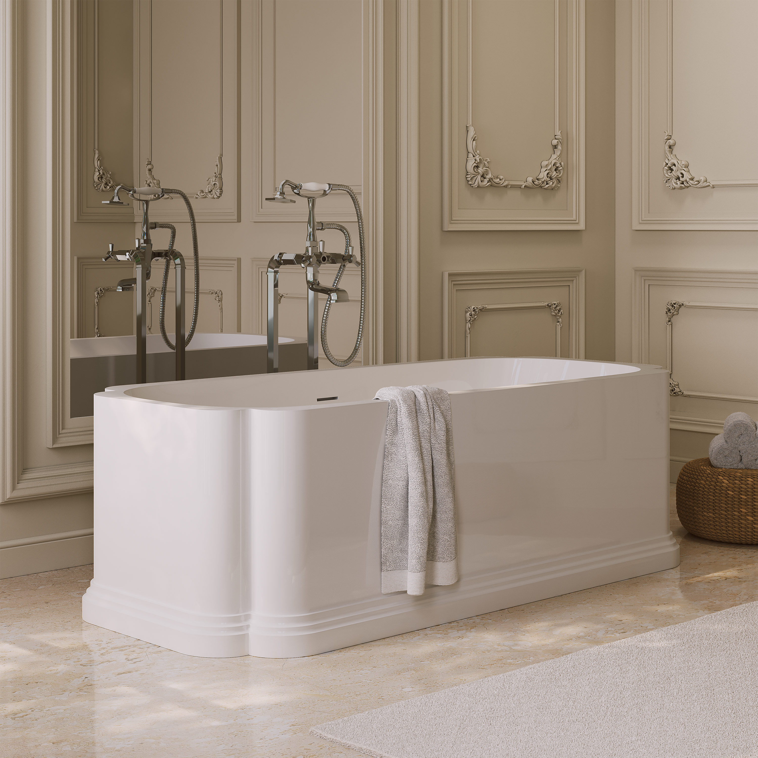 Hampton White Freestanding Stone Bath 1756mm