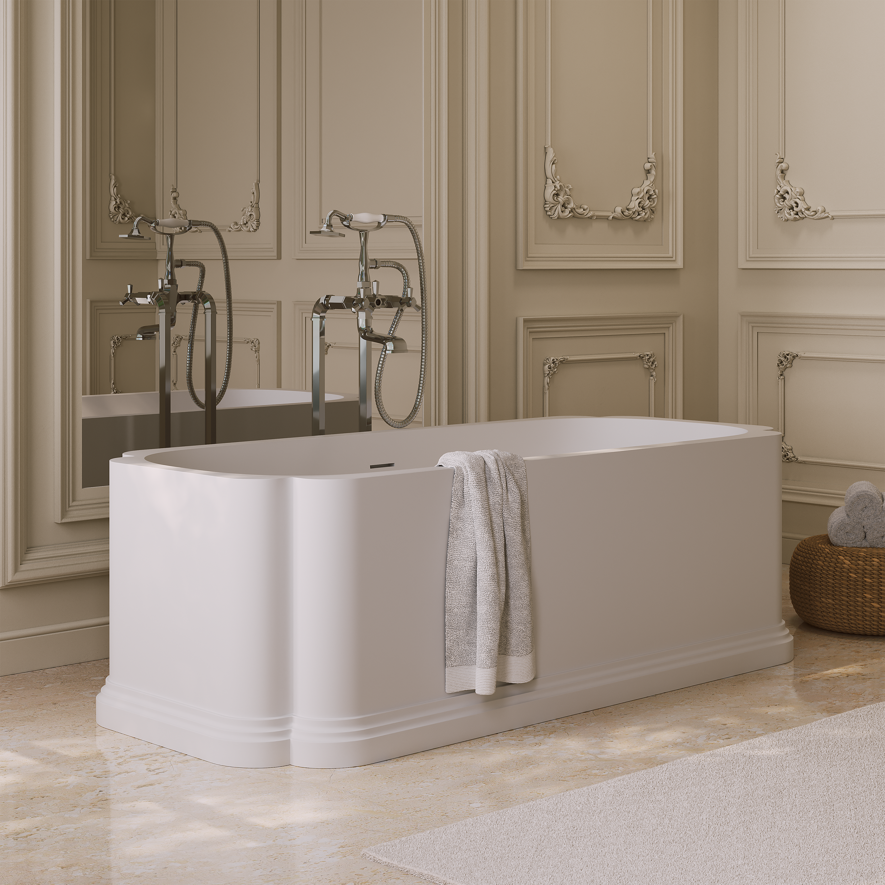 Hampton White Freestanding Stone Bath 1756mm