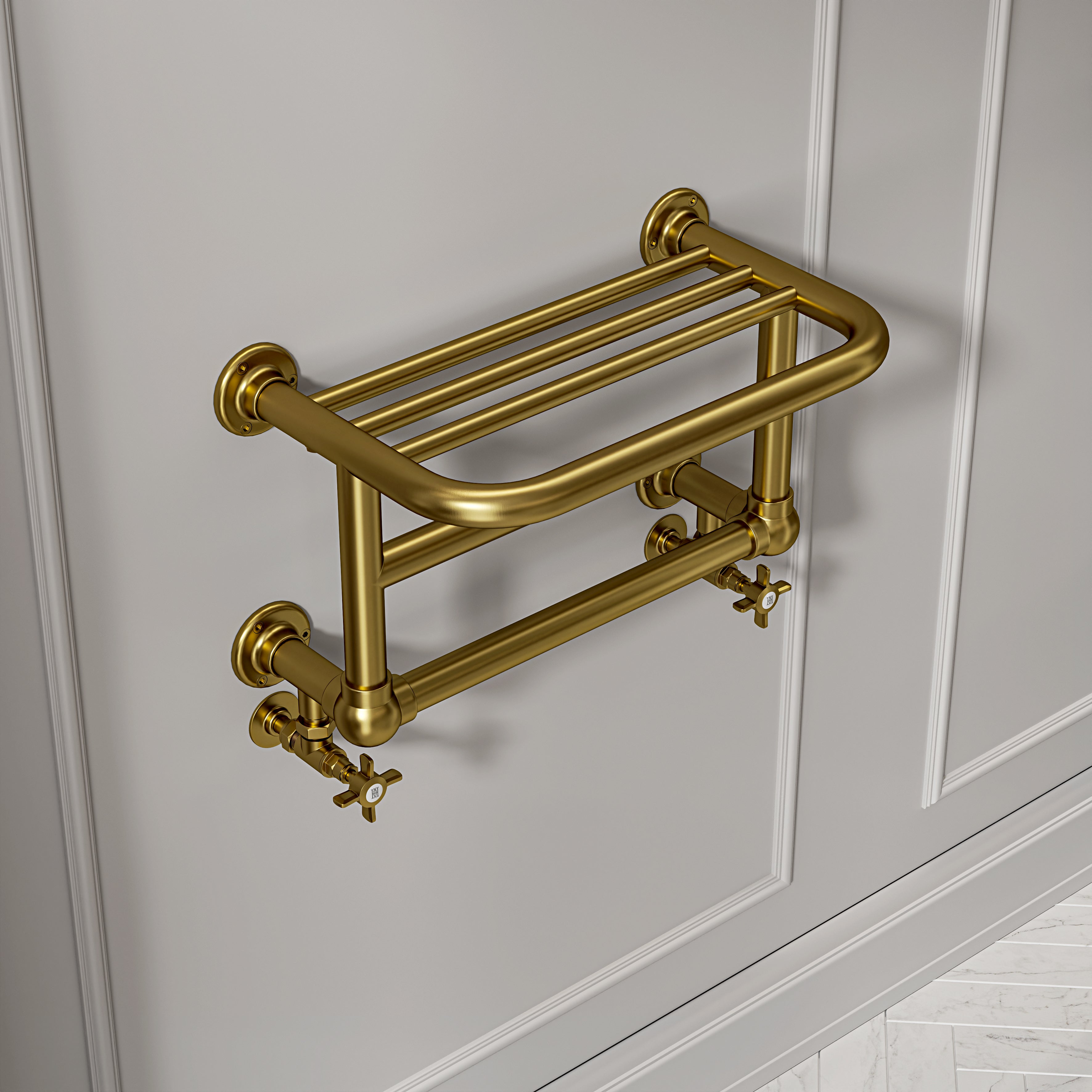 Henderson Traditional Towel Warmer Radiator Brushed Gold