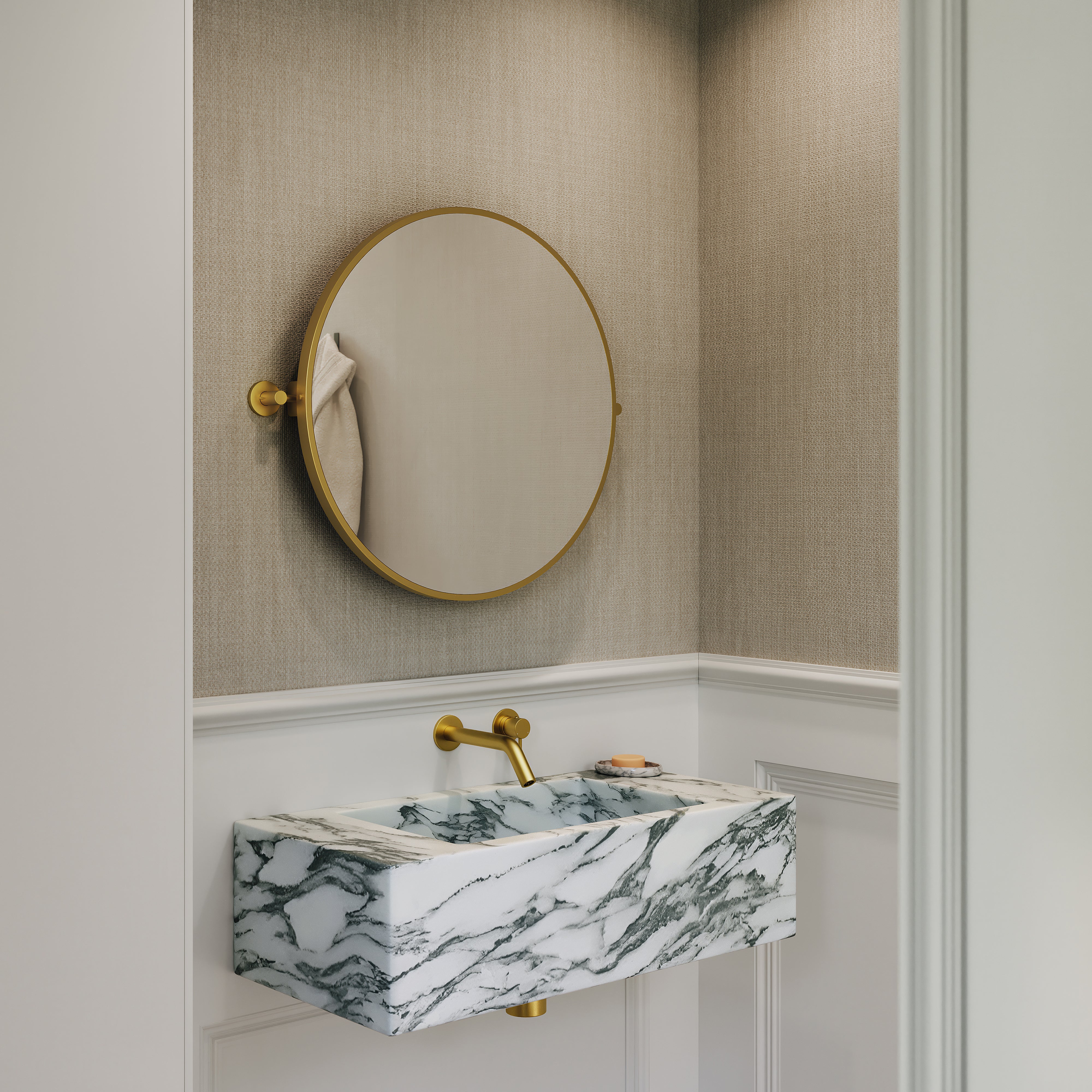 Kempton Pivot Mirror Brushed Gold 600mm