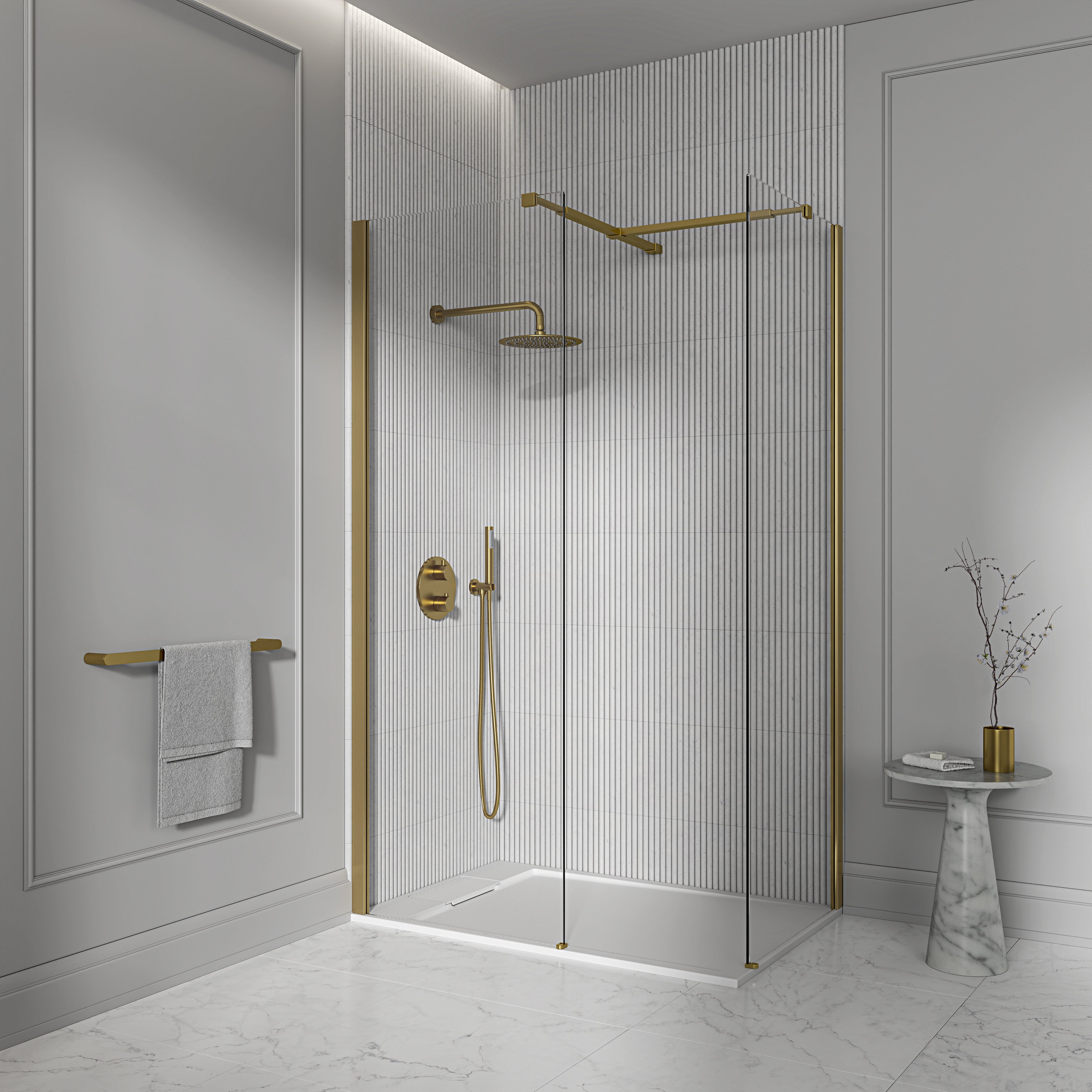 Avant Complete Walk in Shower Enclosure Brushed Gold - Kit B