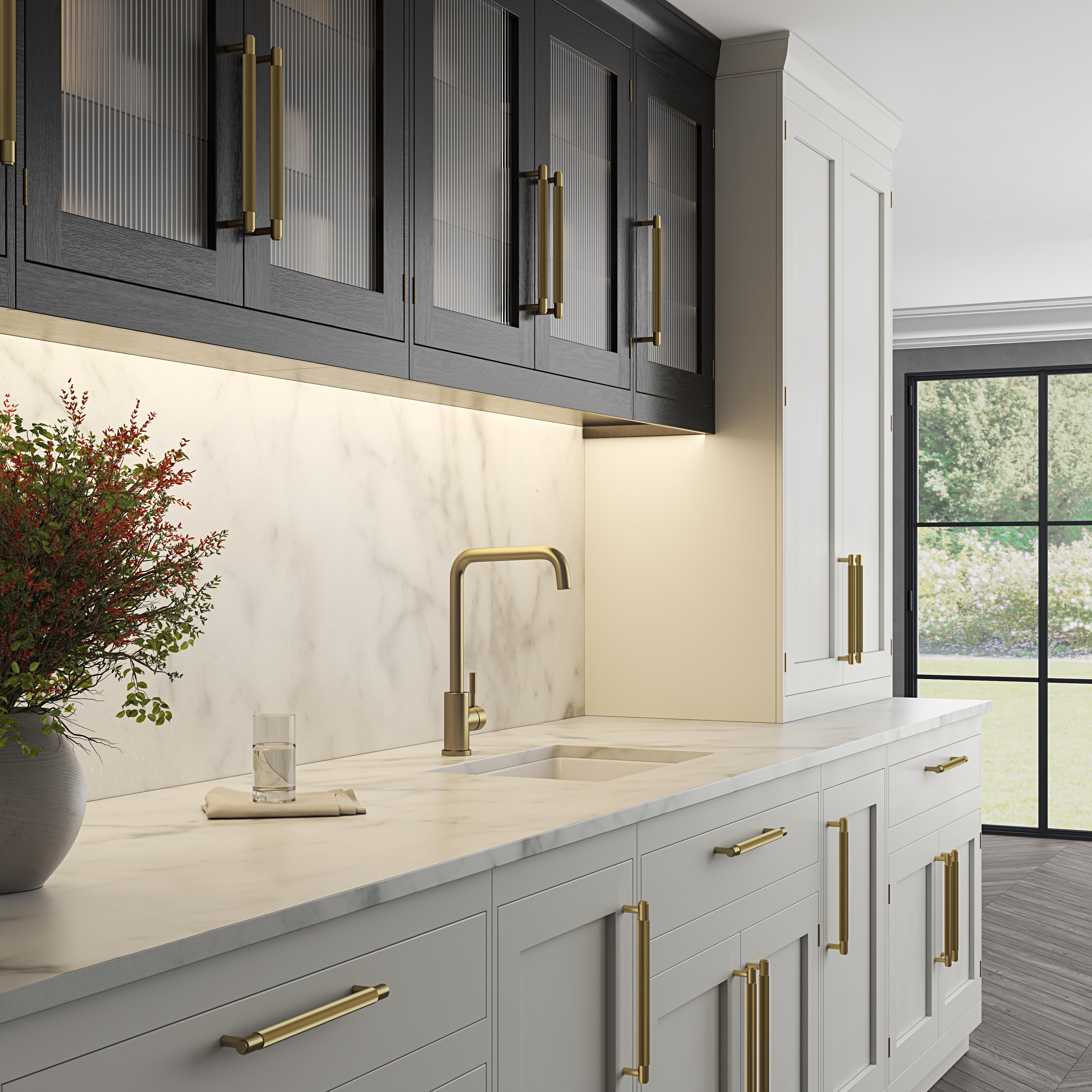 Harrow Single Lever Square Kitchen Mixer Tap Brushed Gold