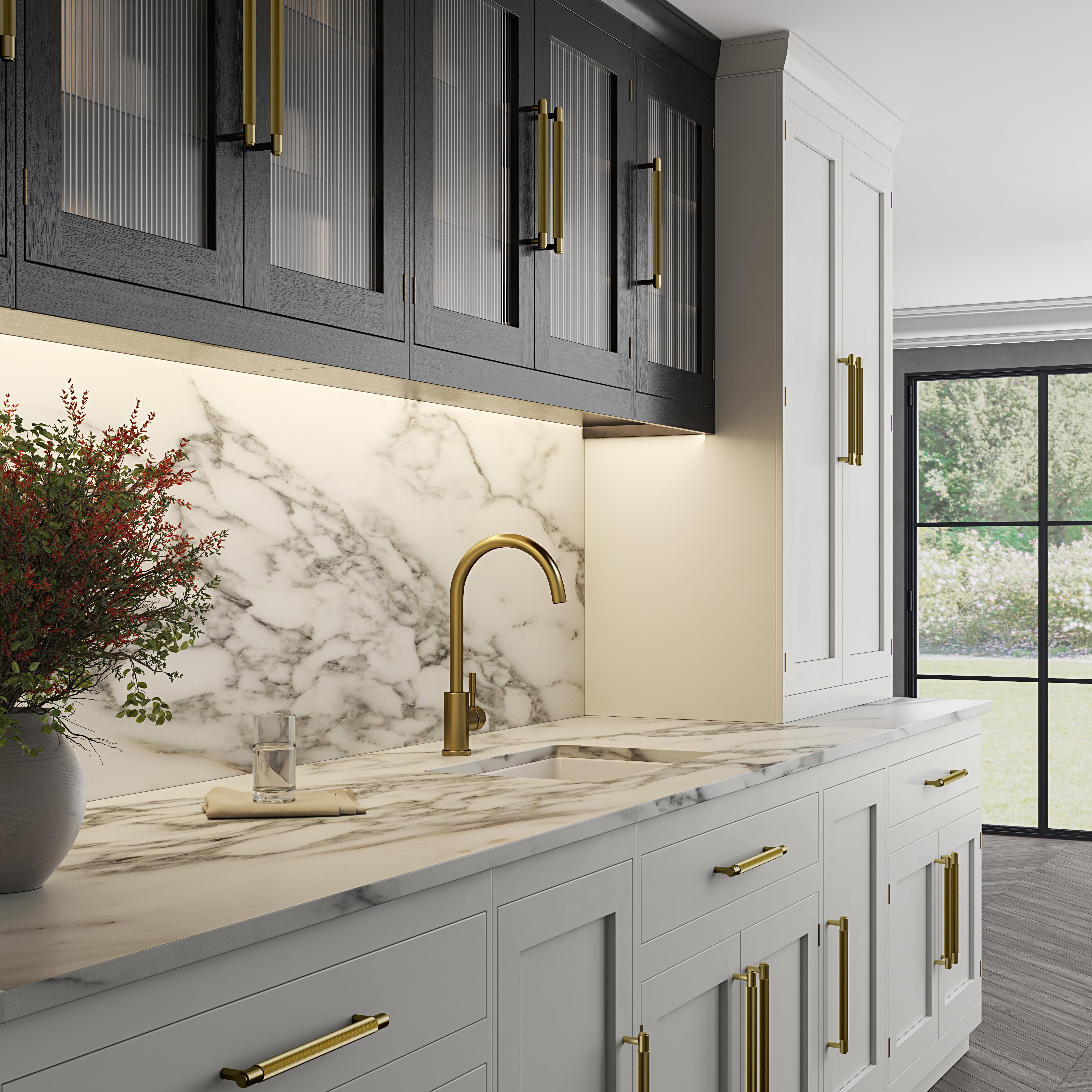 Fulham Single Lever Swan Kitchen Mixer Tap Brushed Gold