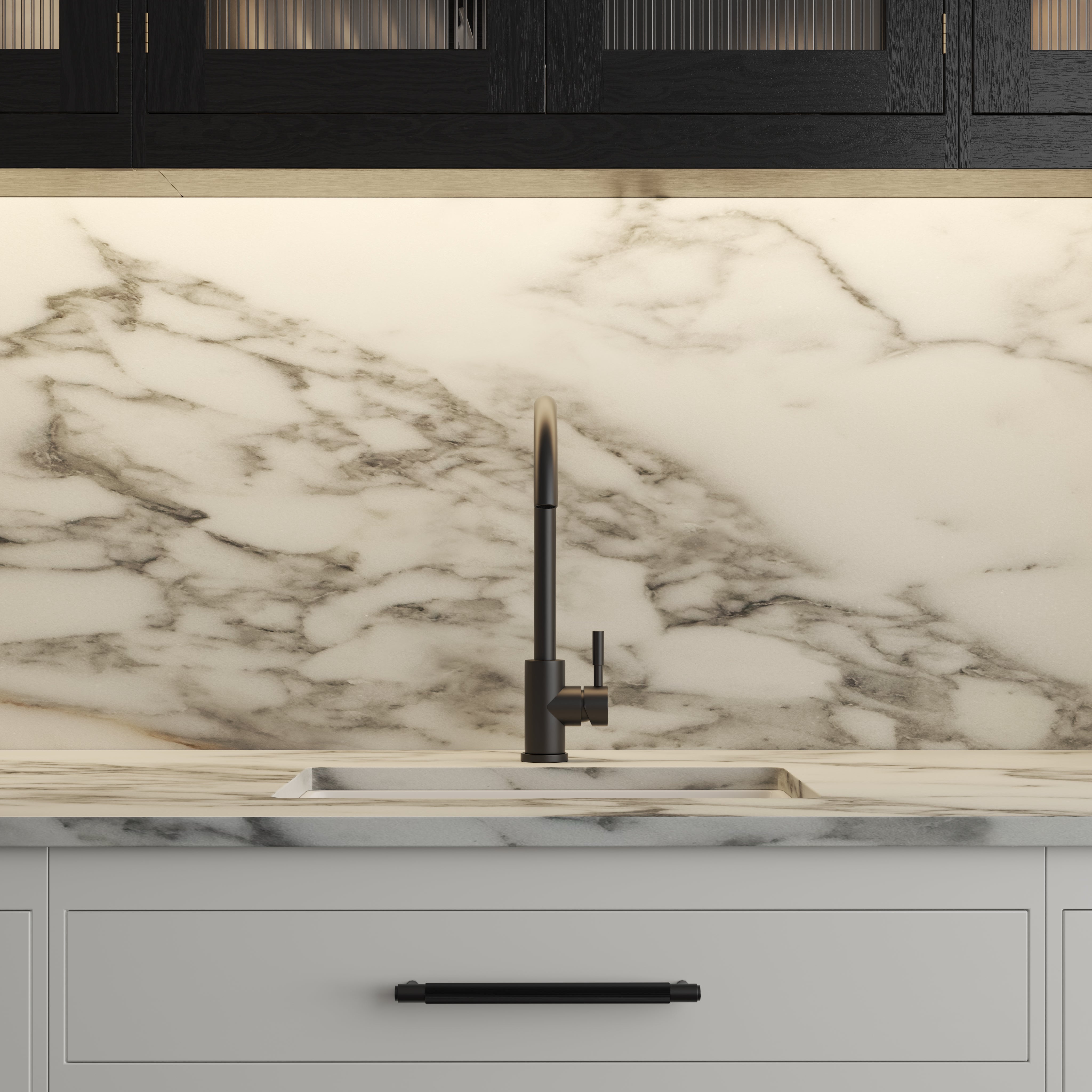 Fulham Single Lever Swan Kitchen Mixer Tap Matte Black
