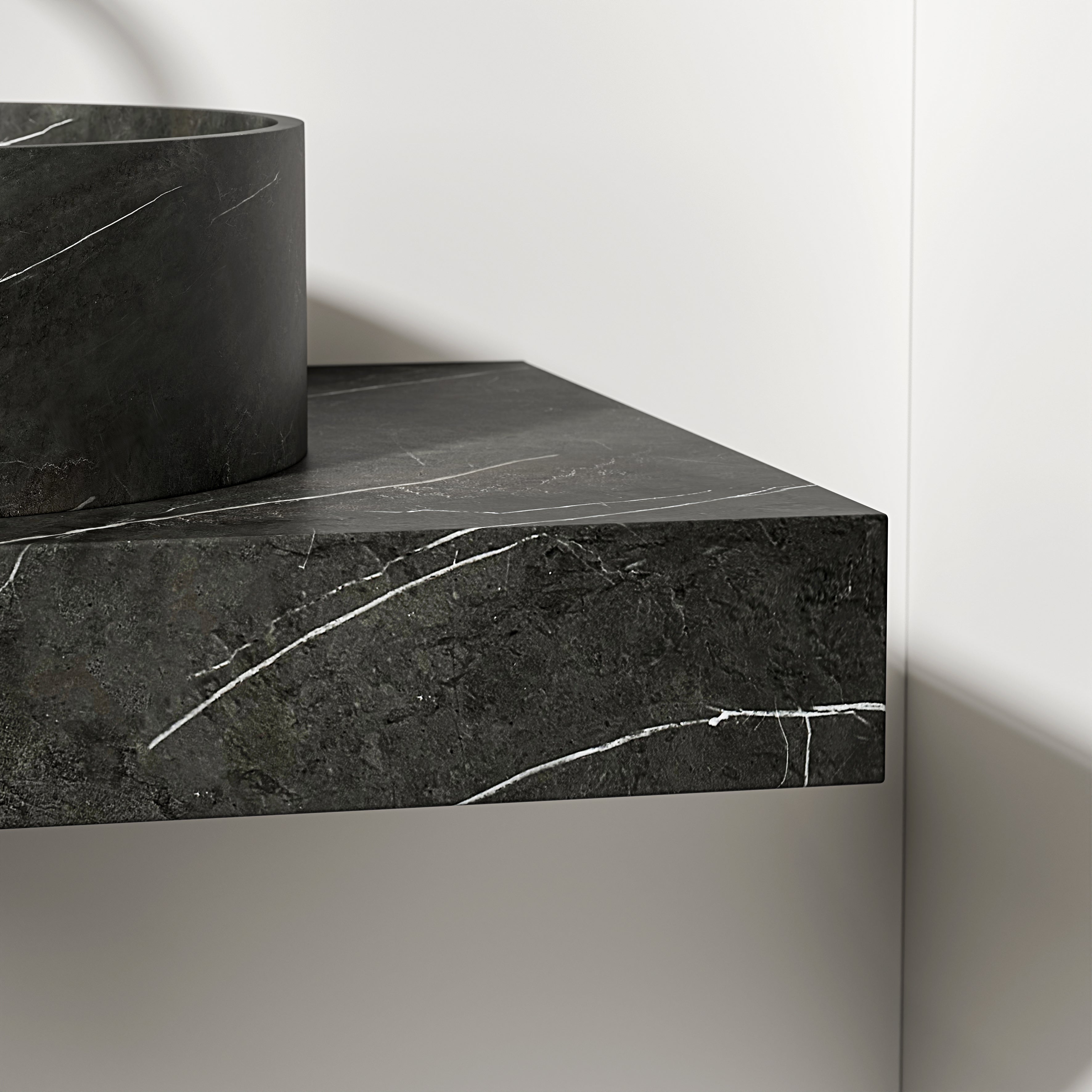 Pietra Grey Marble Wall Hung Countertop Basin Shelf 600mm