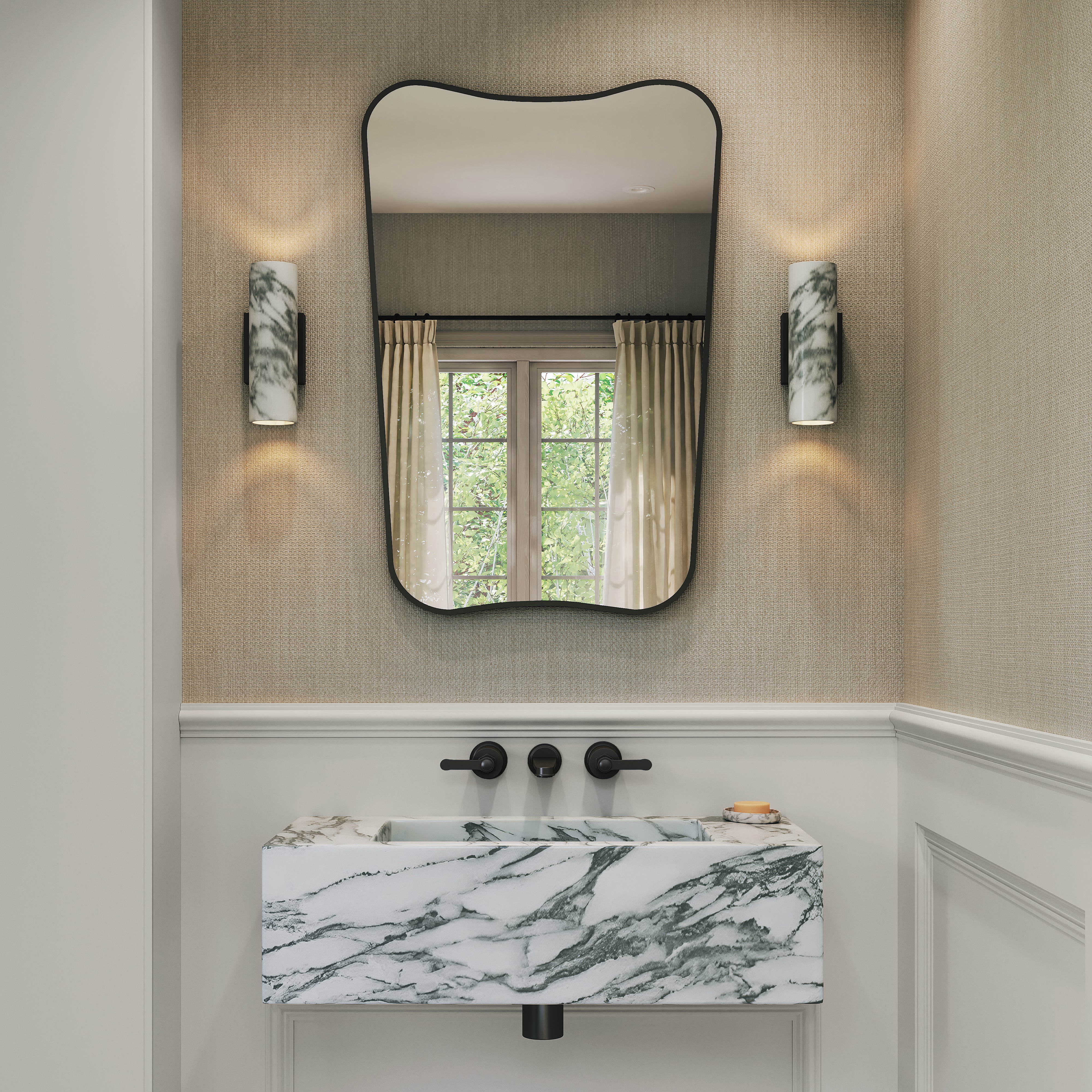 Henley Matte Black Curved Mirror 650mm