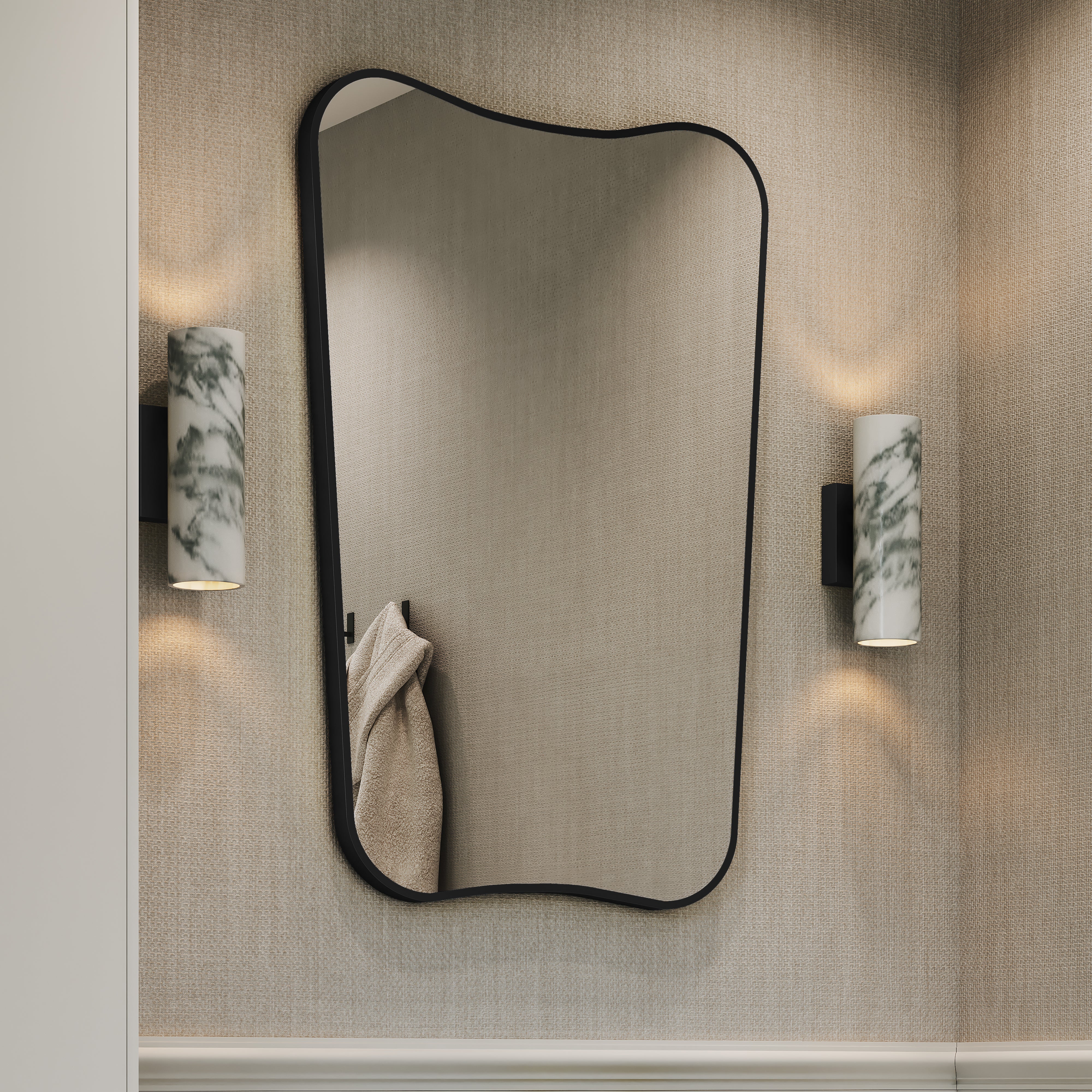 Henley Matte Black Curved Mirror 650mm