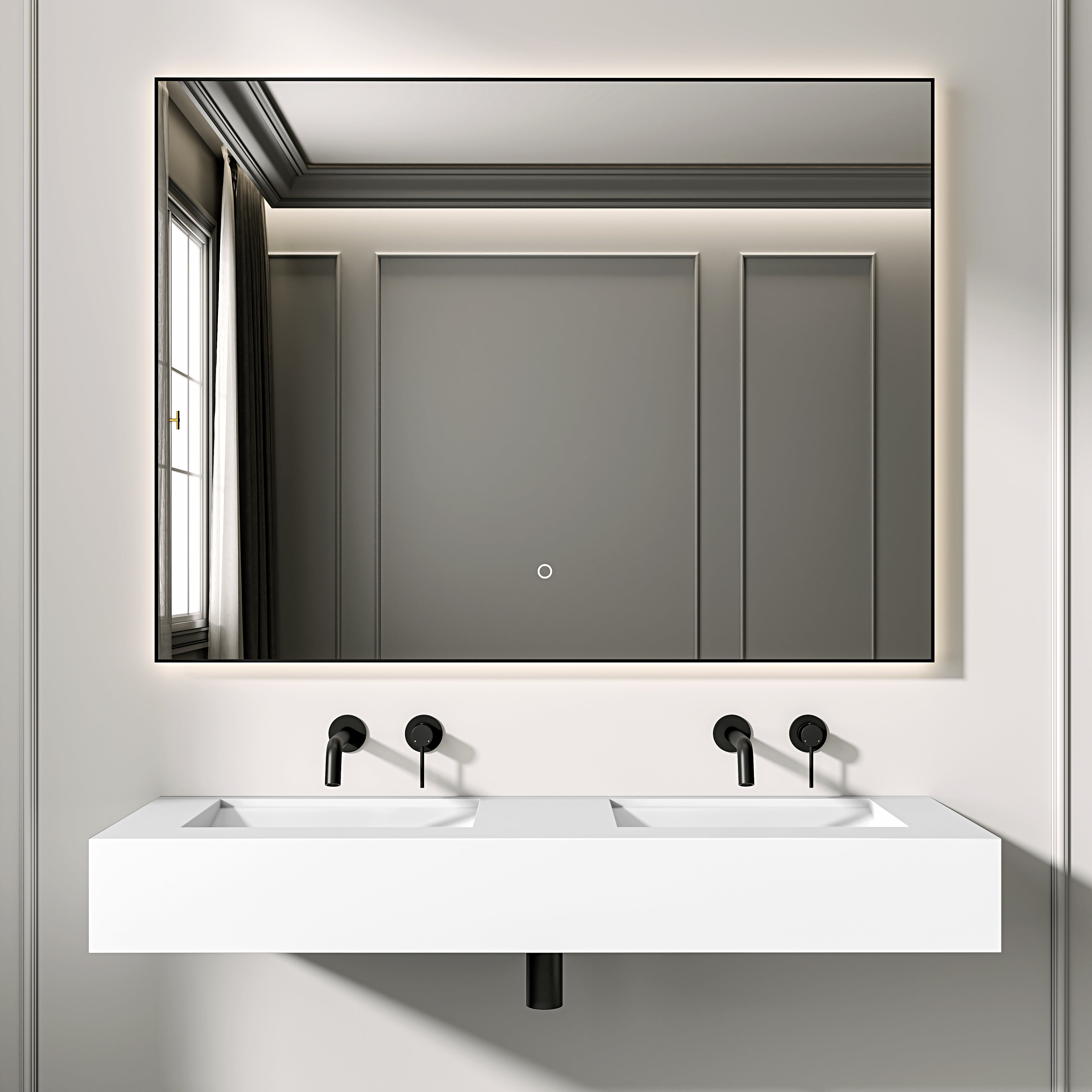 Cielo Mirror with Backlit LED & Demister Matte Black 1200mm