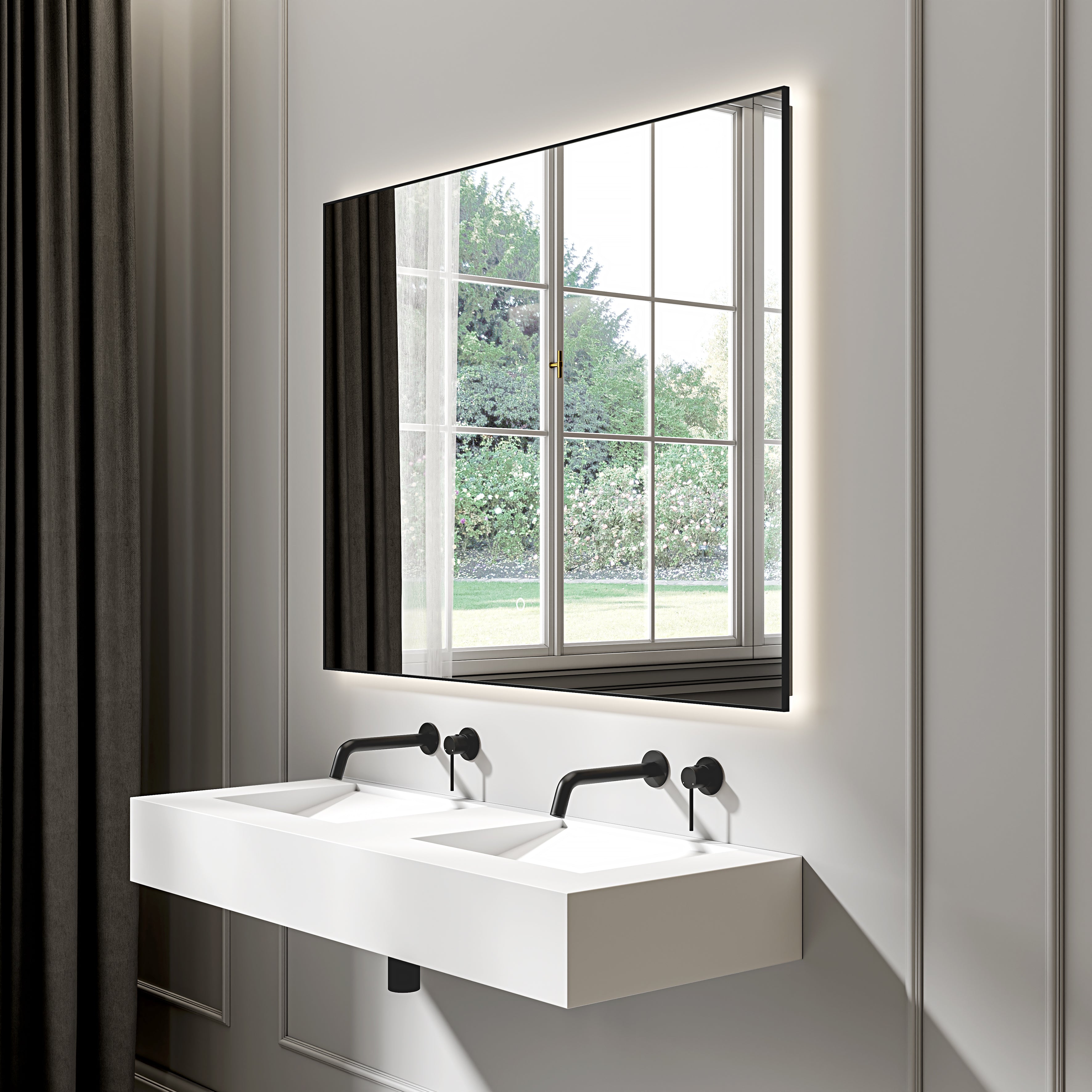 Cielo Mirror with Backlit LED & Demister Matte Black 1200mm