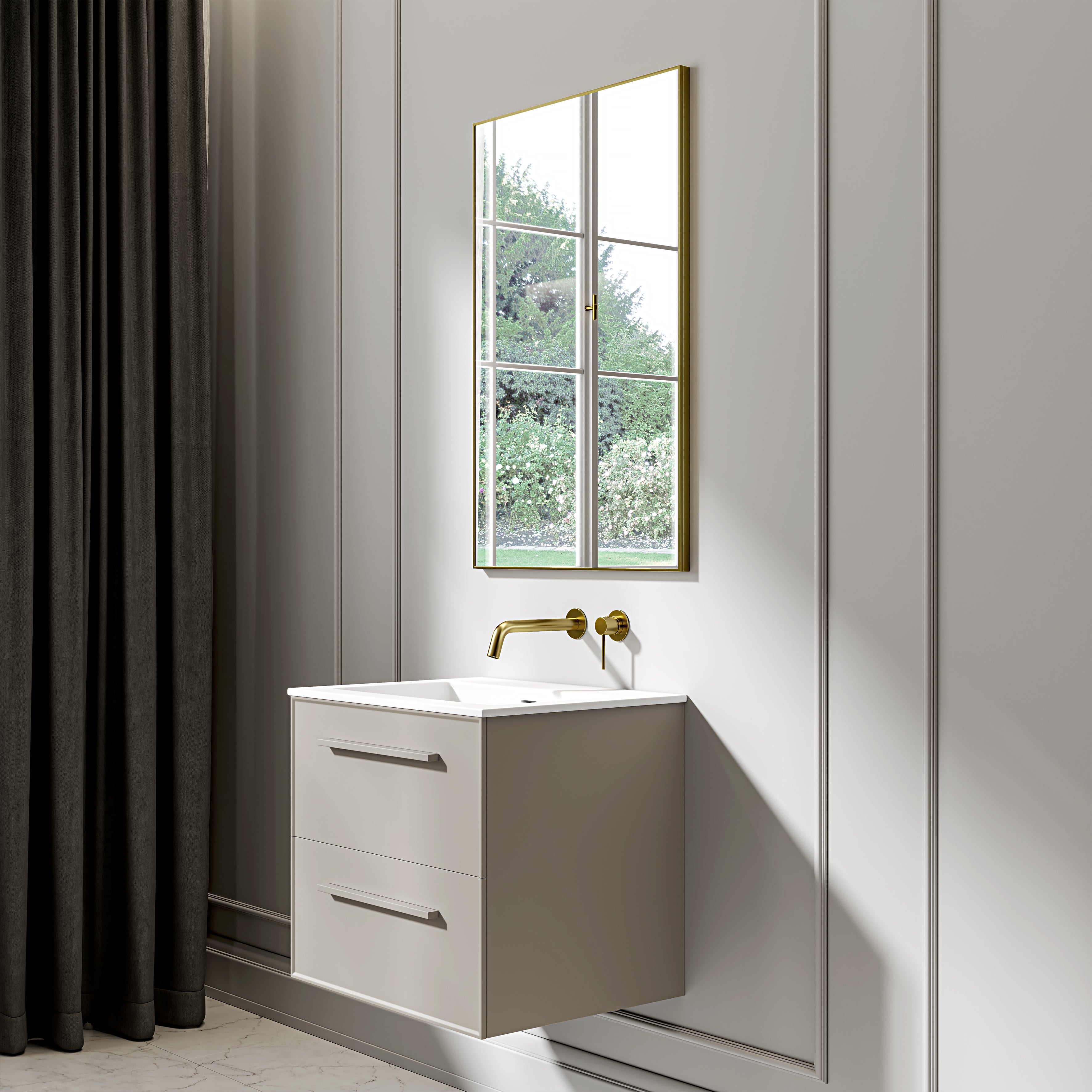 Nuvo Brushed Gold Mirror 600mm