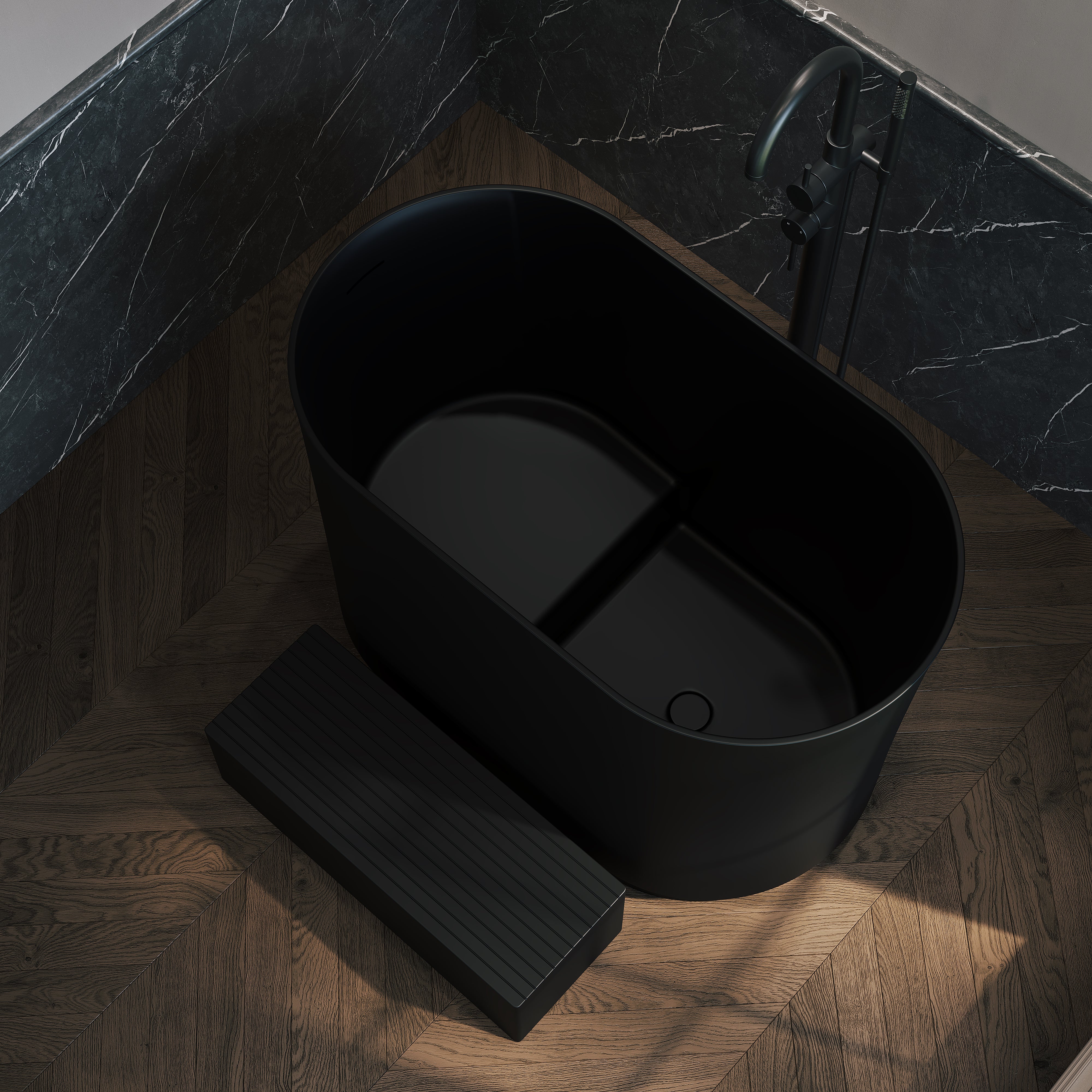 Nico Freestanding Japanese Soaking Bath Matte Black 1000mm