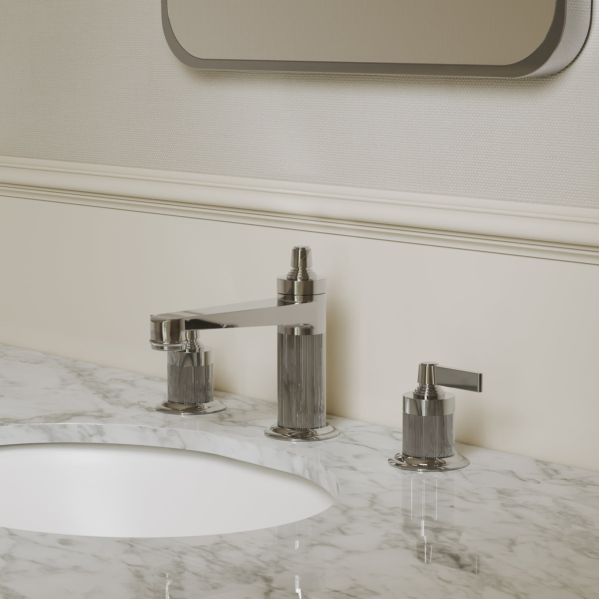 Pembury Polished Nickel 3 Hole Deck Mounted Basin Mixer Tap