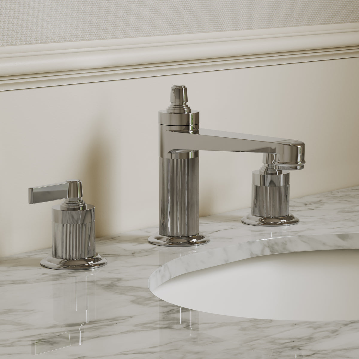 Pembury Polished Nickel 3 Hole Deck Mounted Basin Mixer Tap