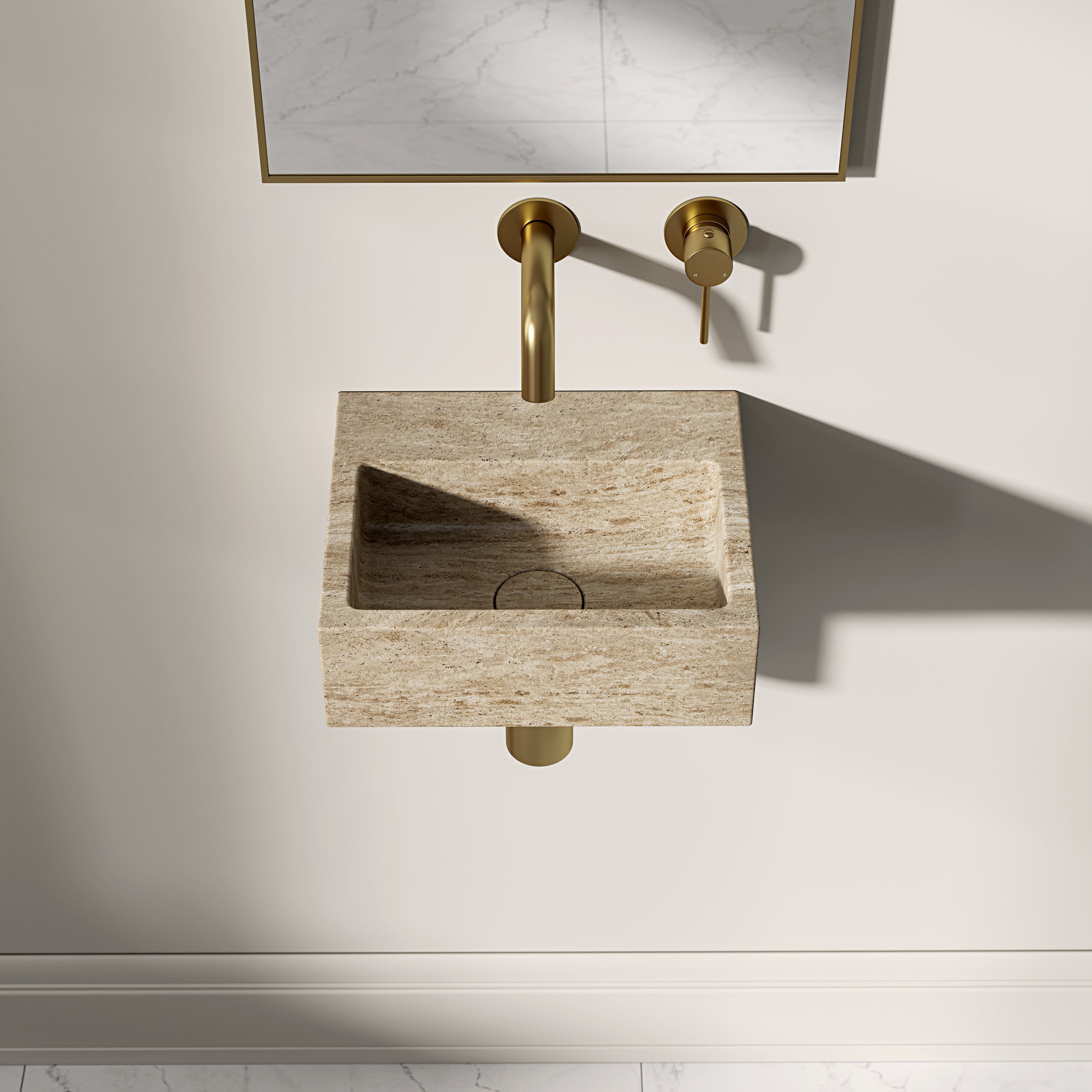 Nuvola Travertine Marble Wall Hung Basin 300mm