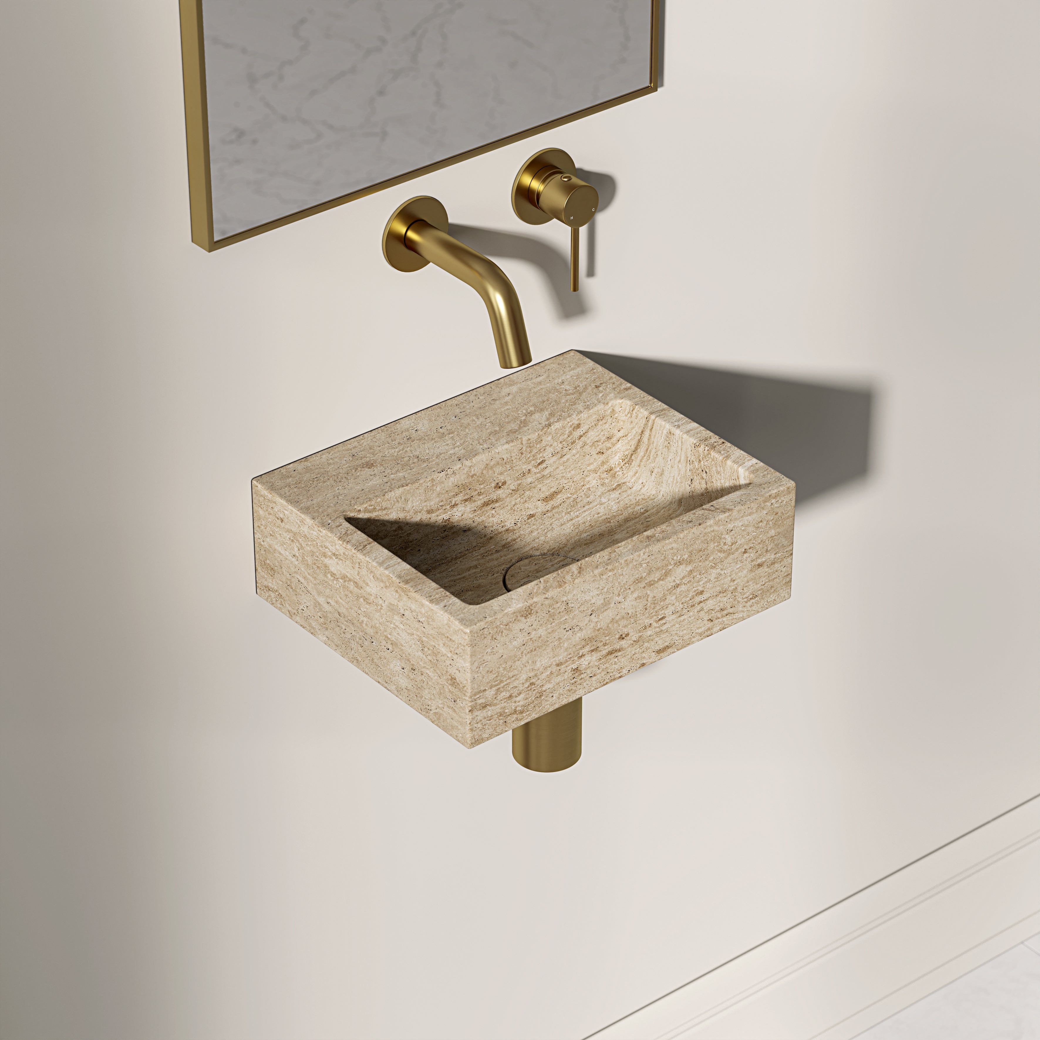 Nuvola Travertine Marble Wall Hung Basin 300mm