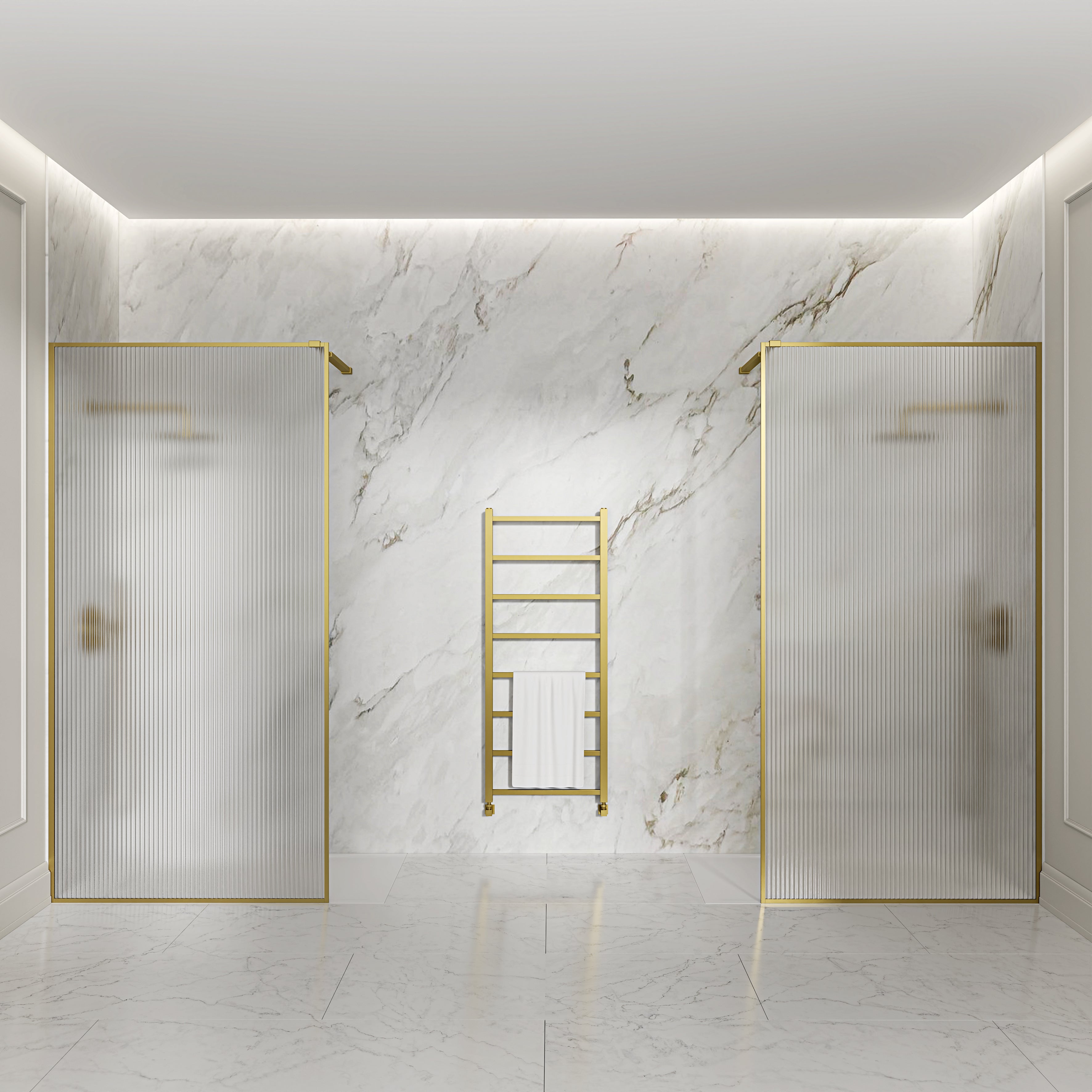 Otley Reeded Glass Brushed Gold Shower Screen