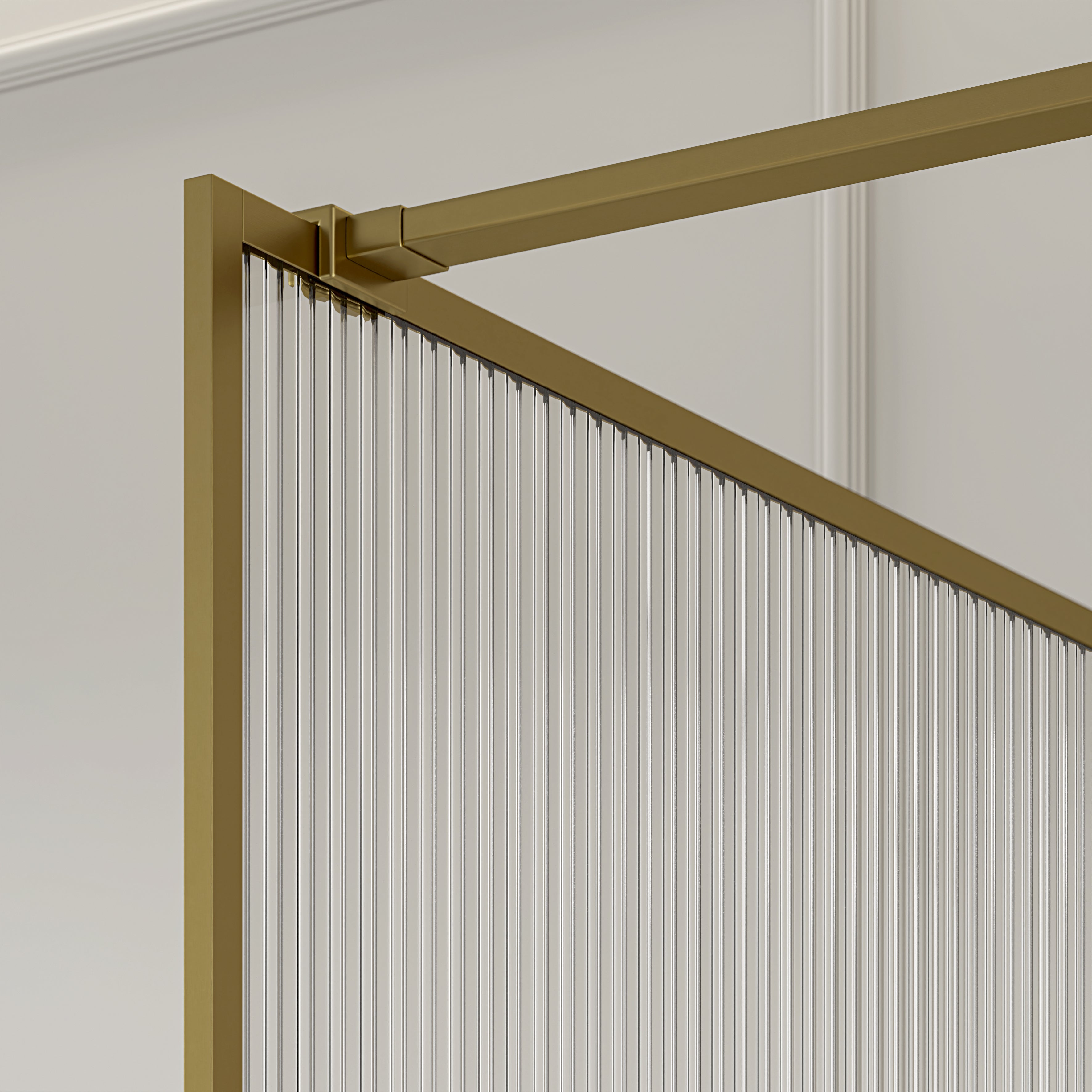 Otley Reeded Glass Brushed Gold Shower Screen