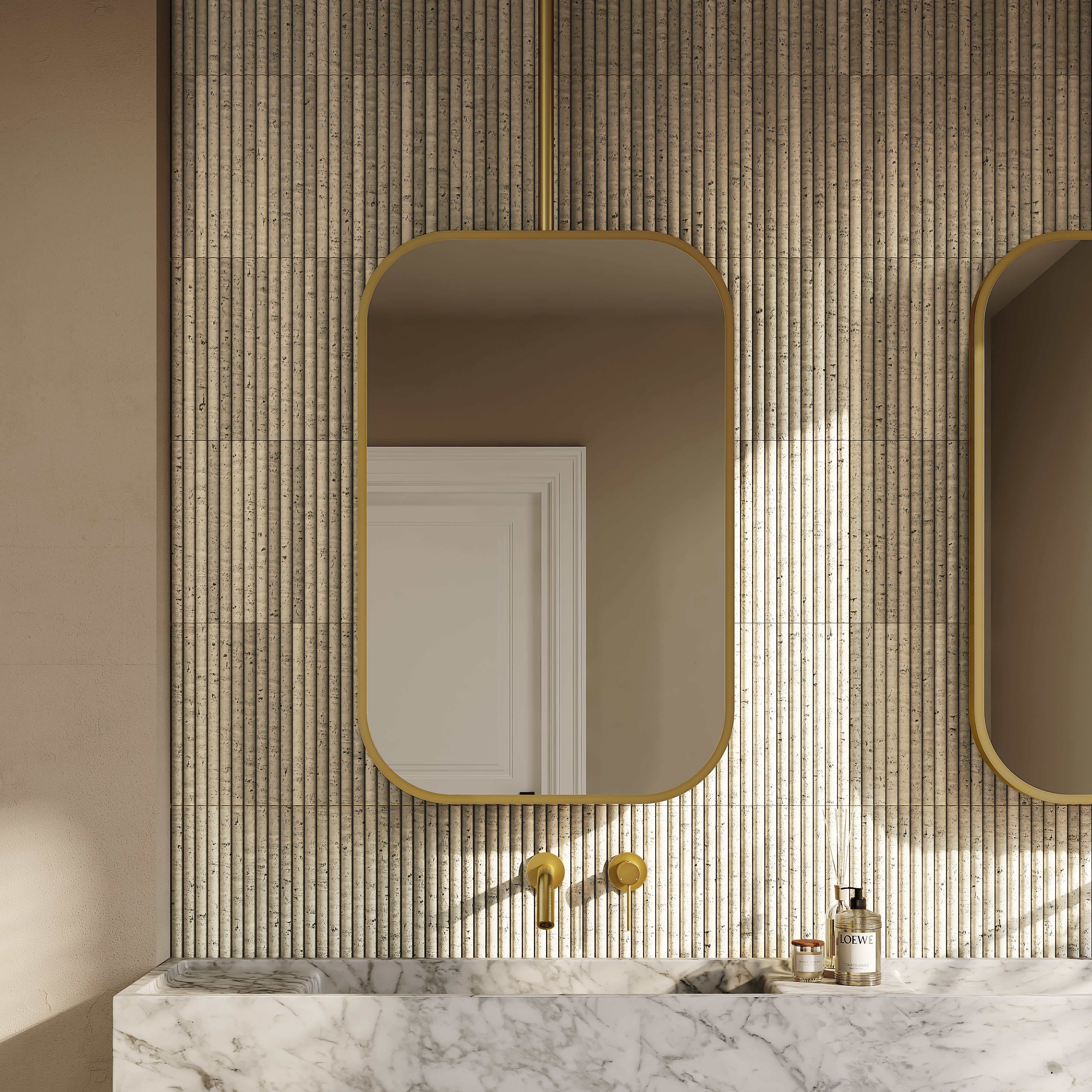 Portman Brushed Gold Ceiling Mounted Mirror 400mm