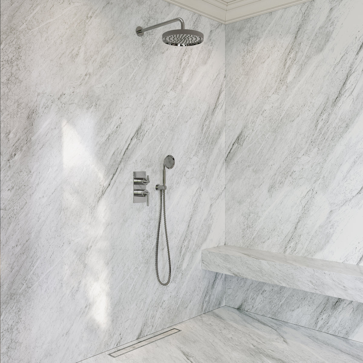 Pembury Polished Nickel Thermostatic Shower With Handheld Shower