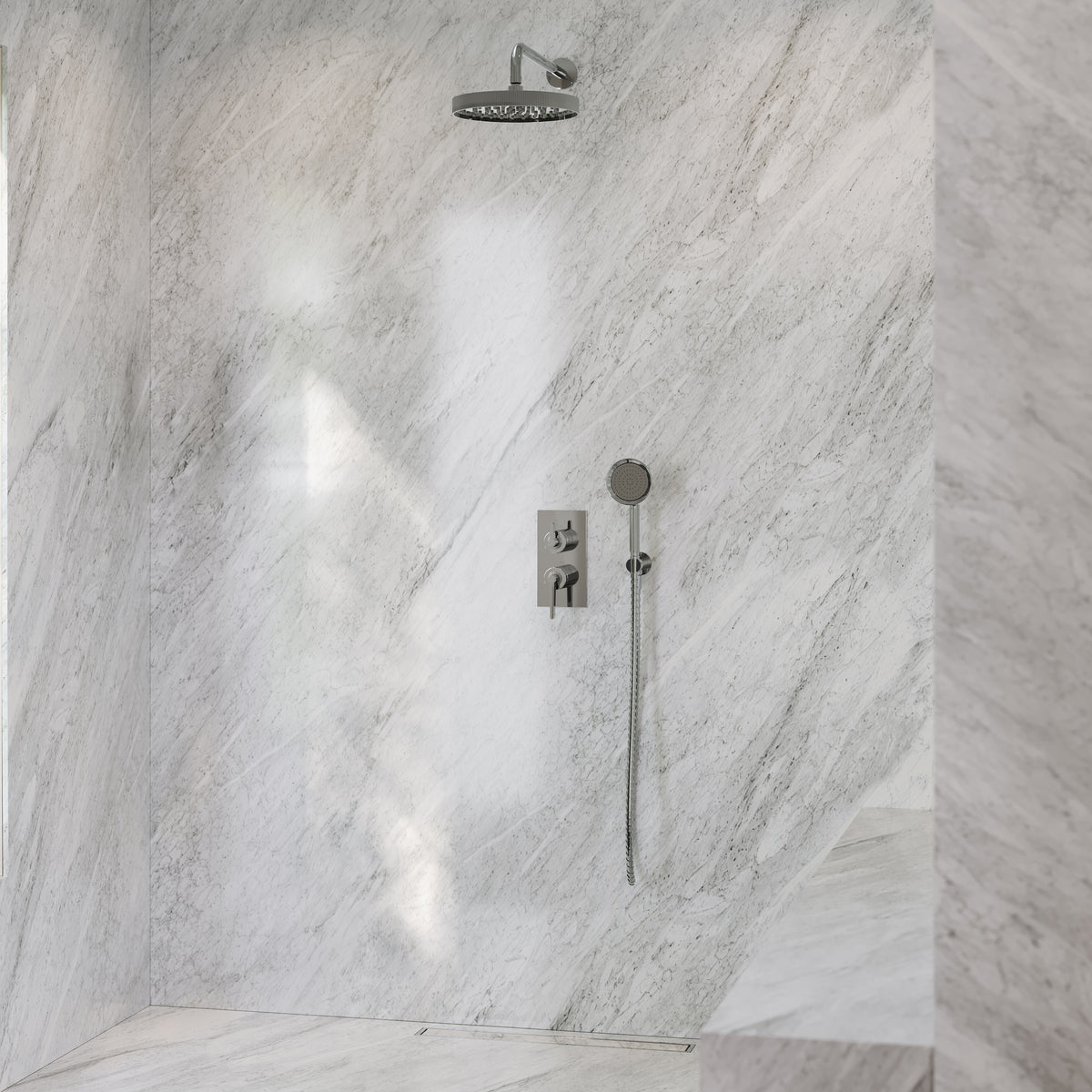Pembury Polished Nickel Thermostatic Shower With Handheld Shower
