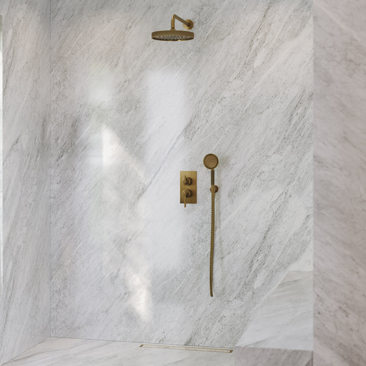 Pembury Brushed Bronze Thermostatic Shower With Handheld Shower