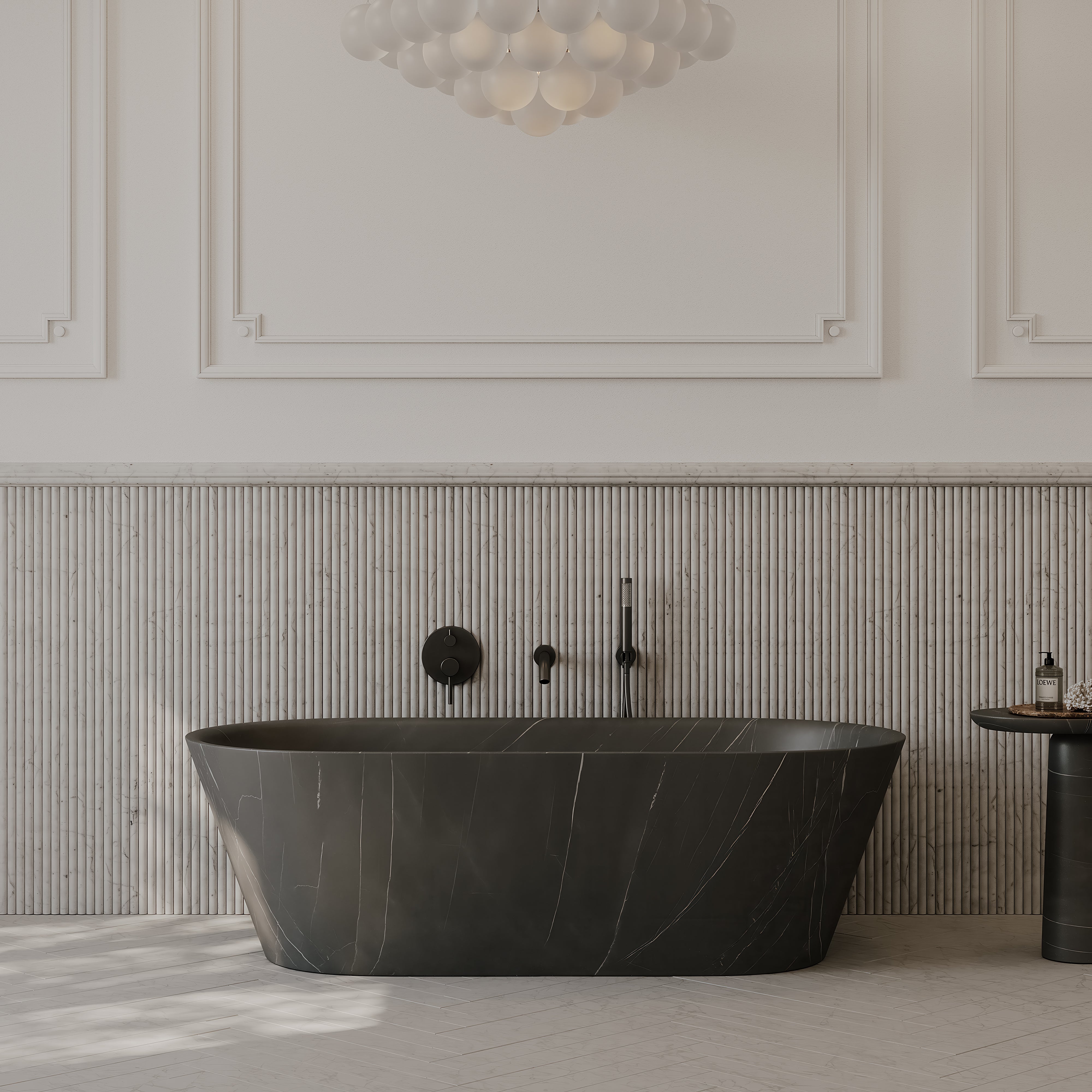 Carola Pietra Grey Marble Freestanding Bath 1700mm