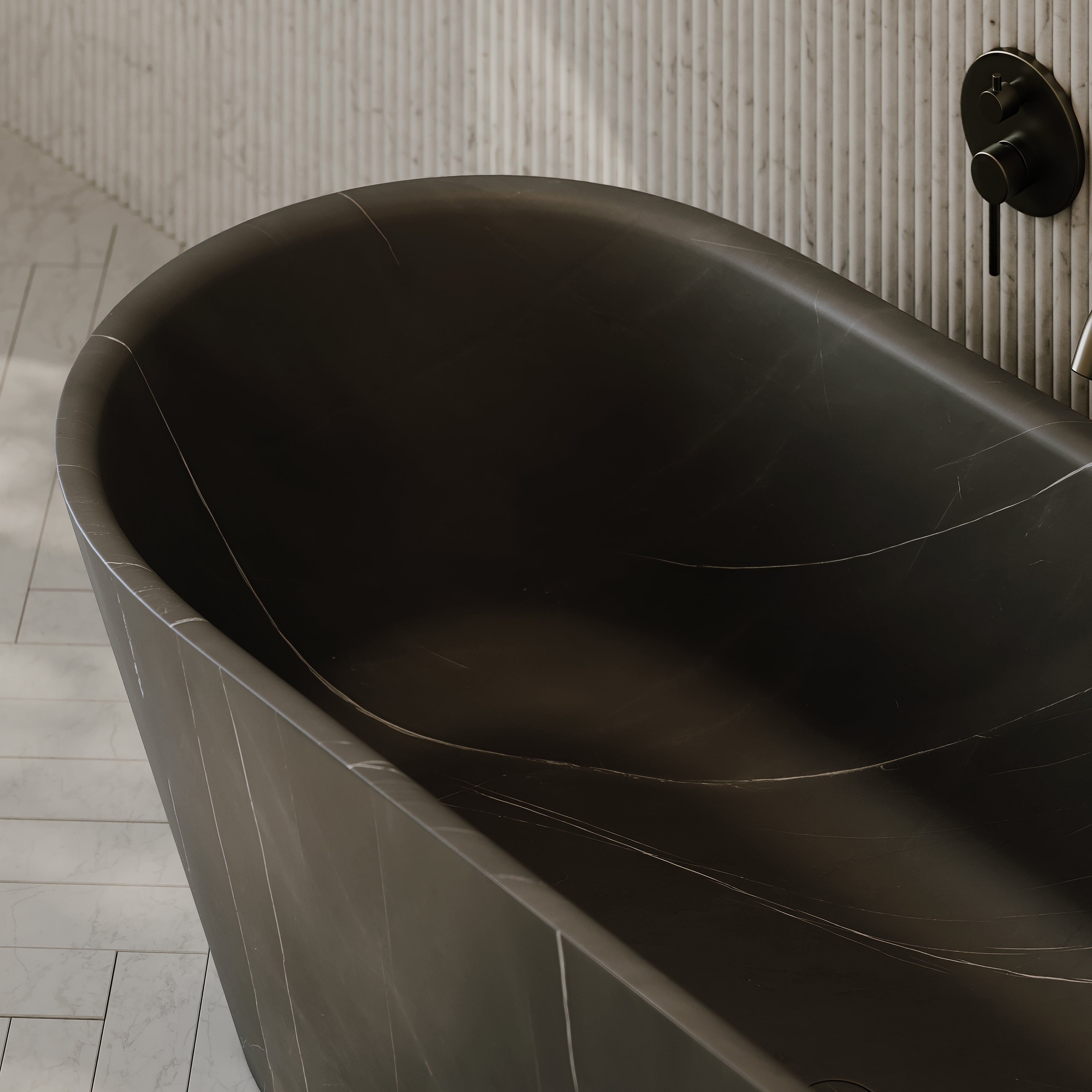 Carola Pietra Grey Marble Freestanding Bath 1700mm
