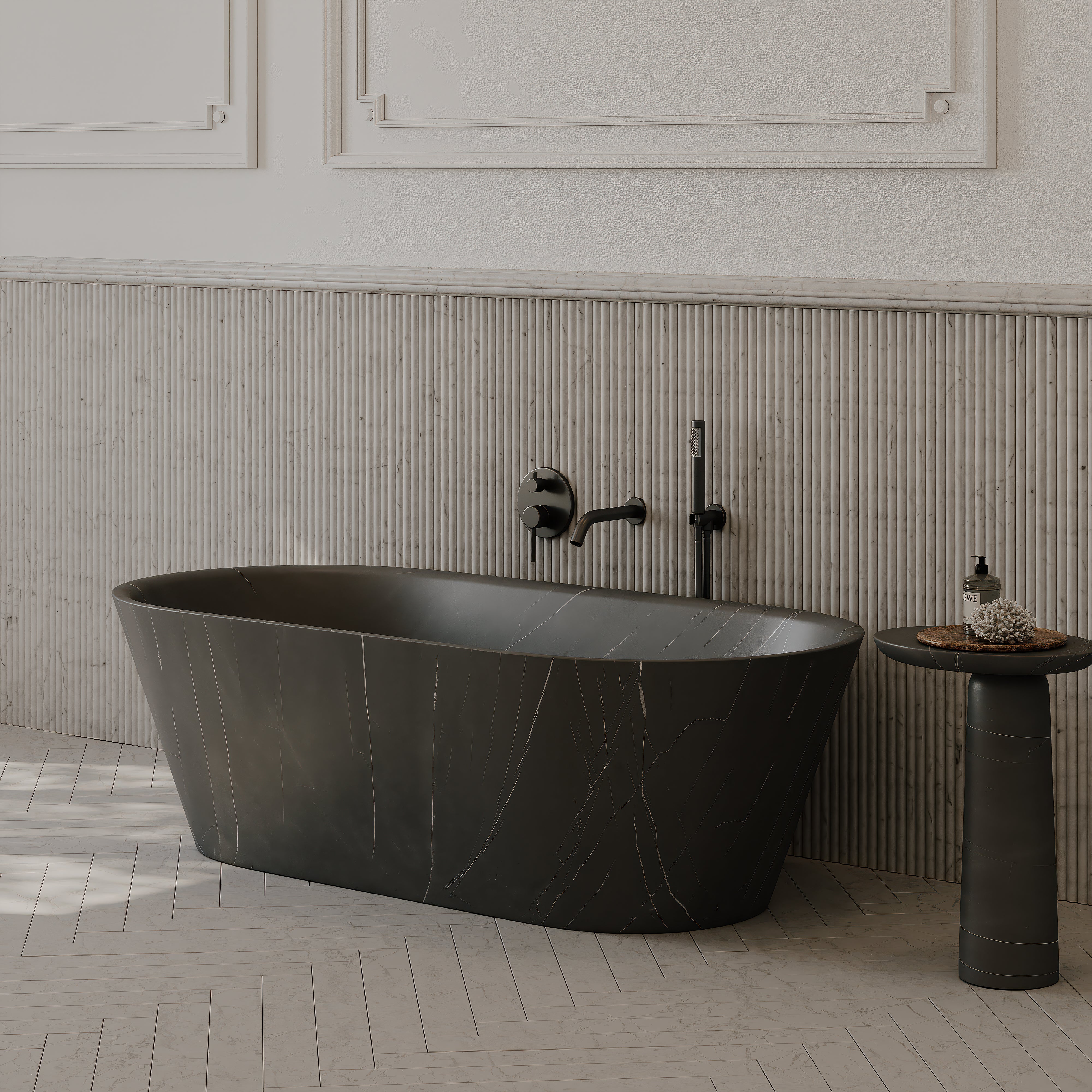 Carola Pietra Grey Marble Freestanding Bath 1700mm