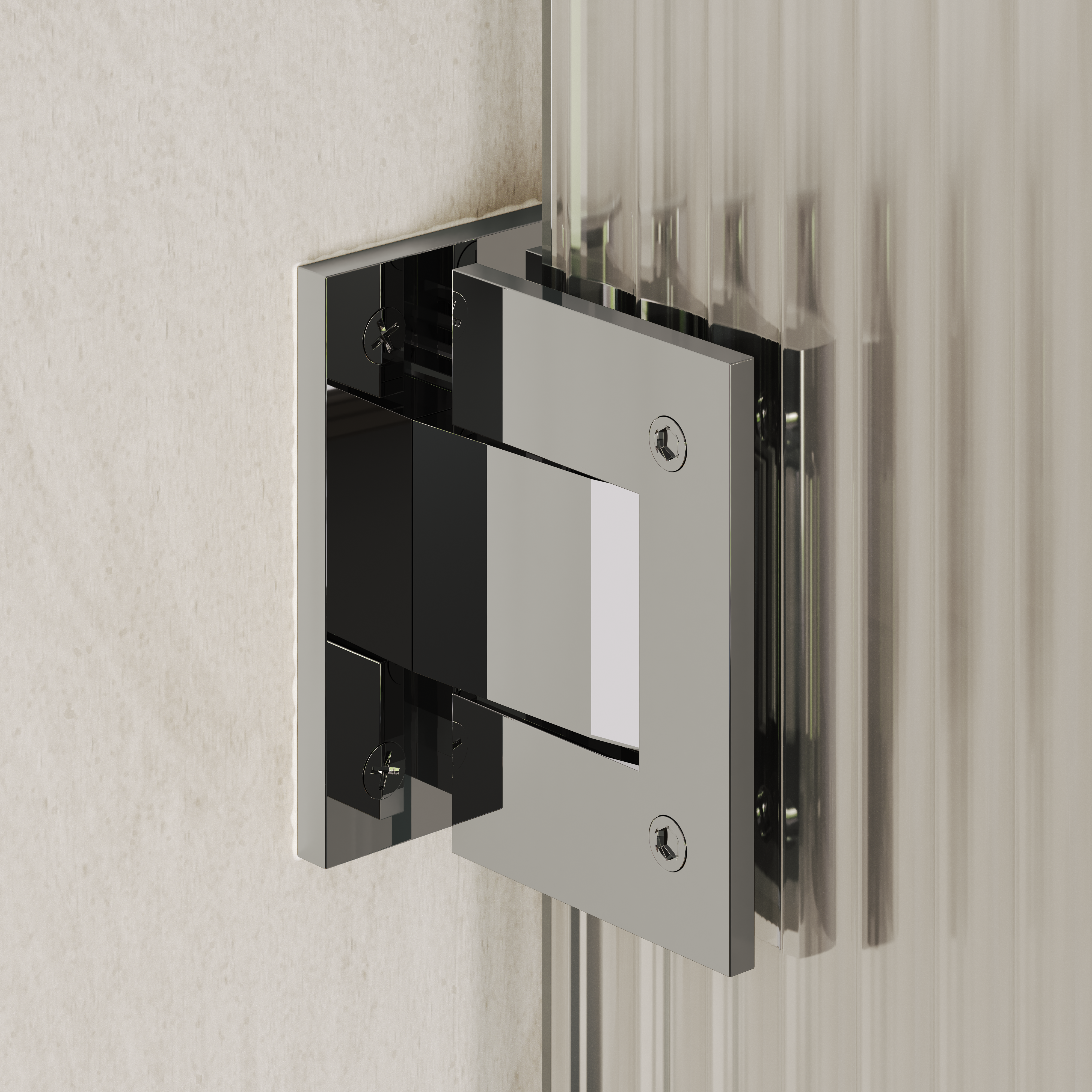Sterling Reeded Frameless Bath Shower Screen 800mm with Chrome Hinge