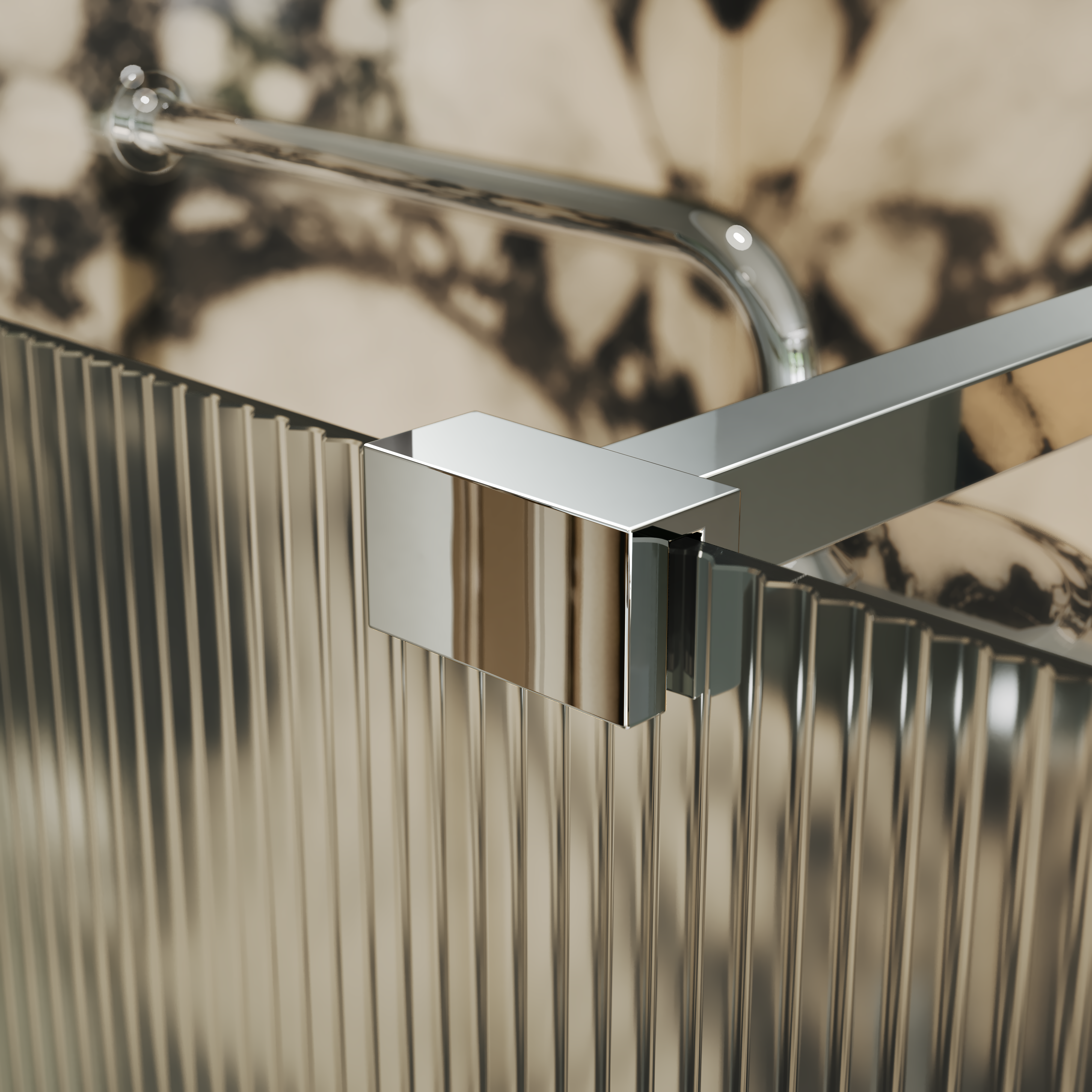 Sterling Reeded Frameless Chrome Shower Screen