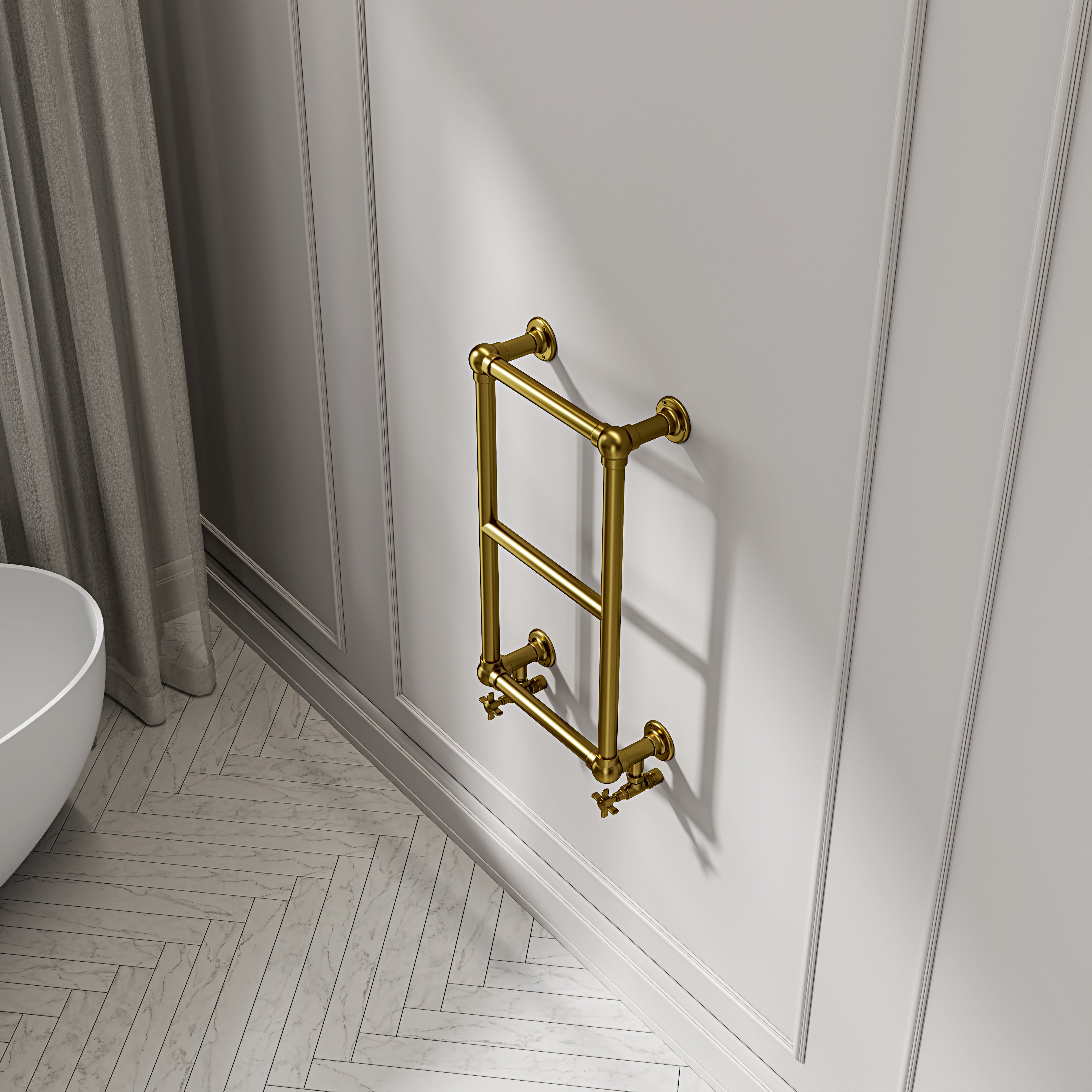 Camden Wall Mounted 3-bar Traditional Heated Towel Warmer Radiator Brushed Gold