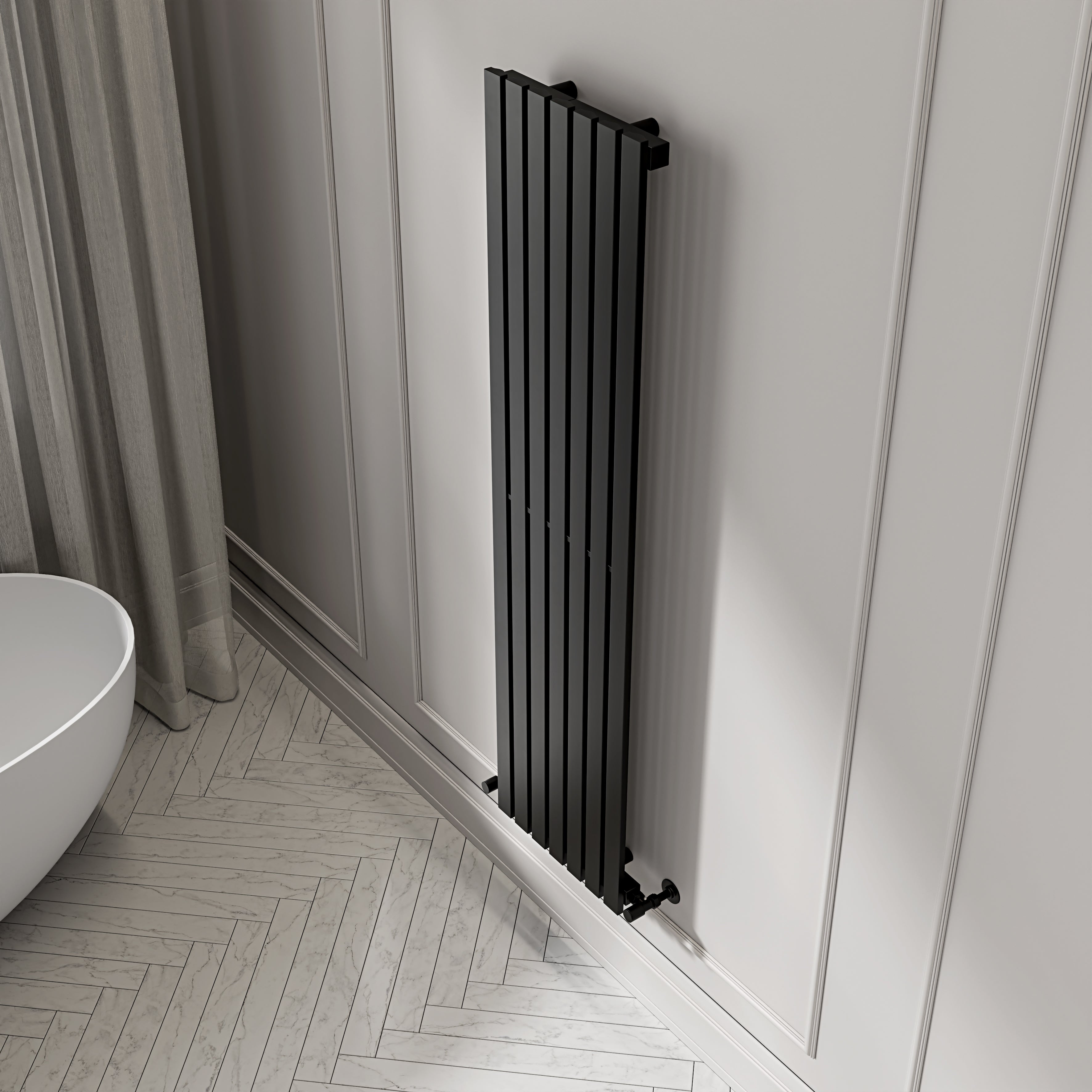 Elias Matte Black Designer Radiator 1500mm