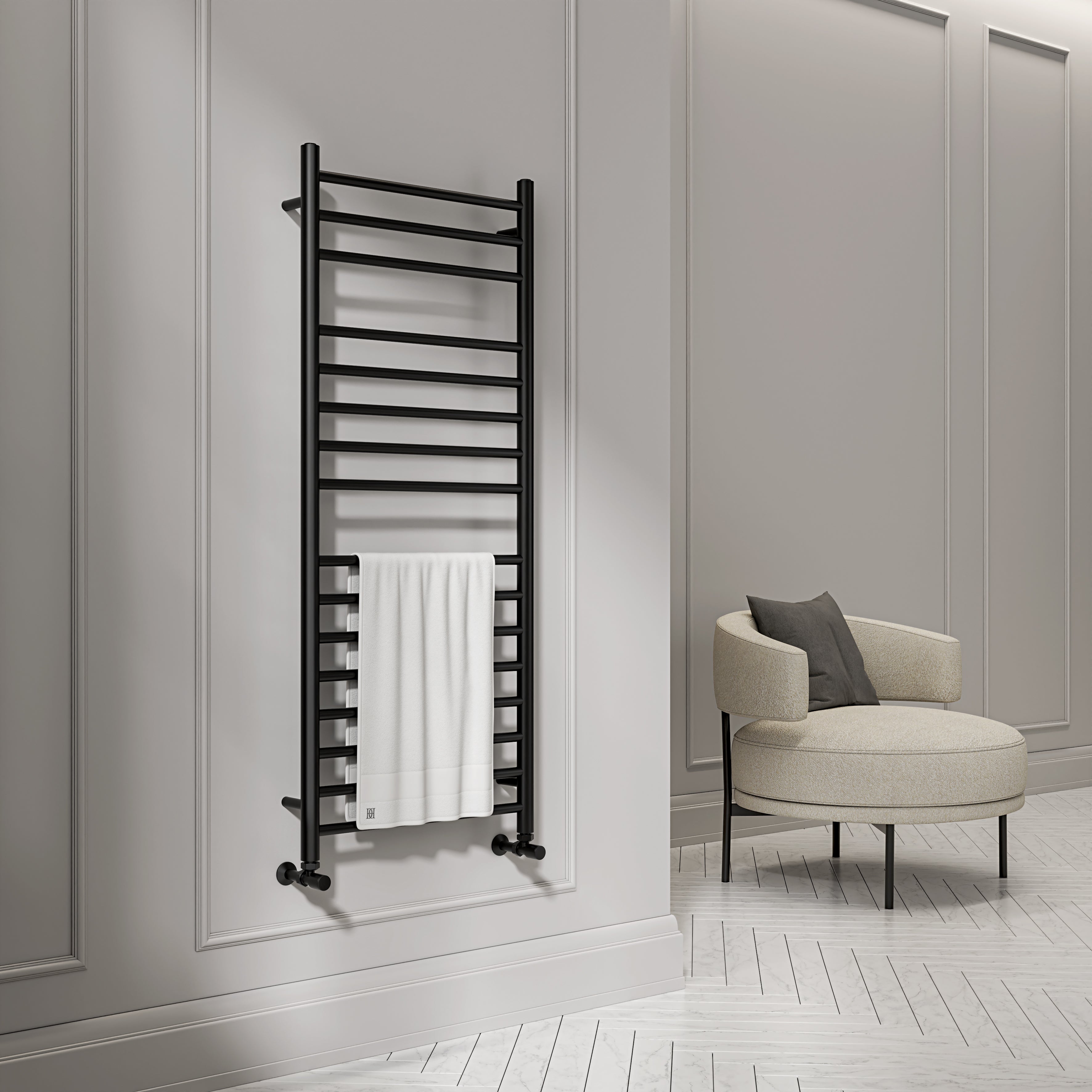 Turin Matte Black Designer Towel Radiator